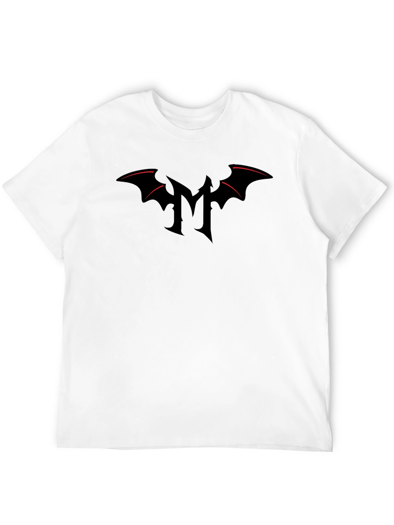 Mens Black T-Shirt with Gothic M Bat Logo