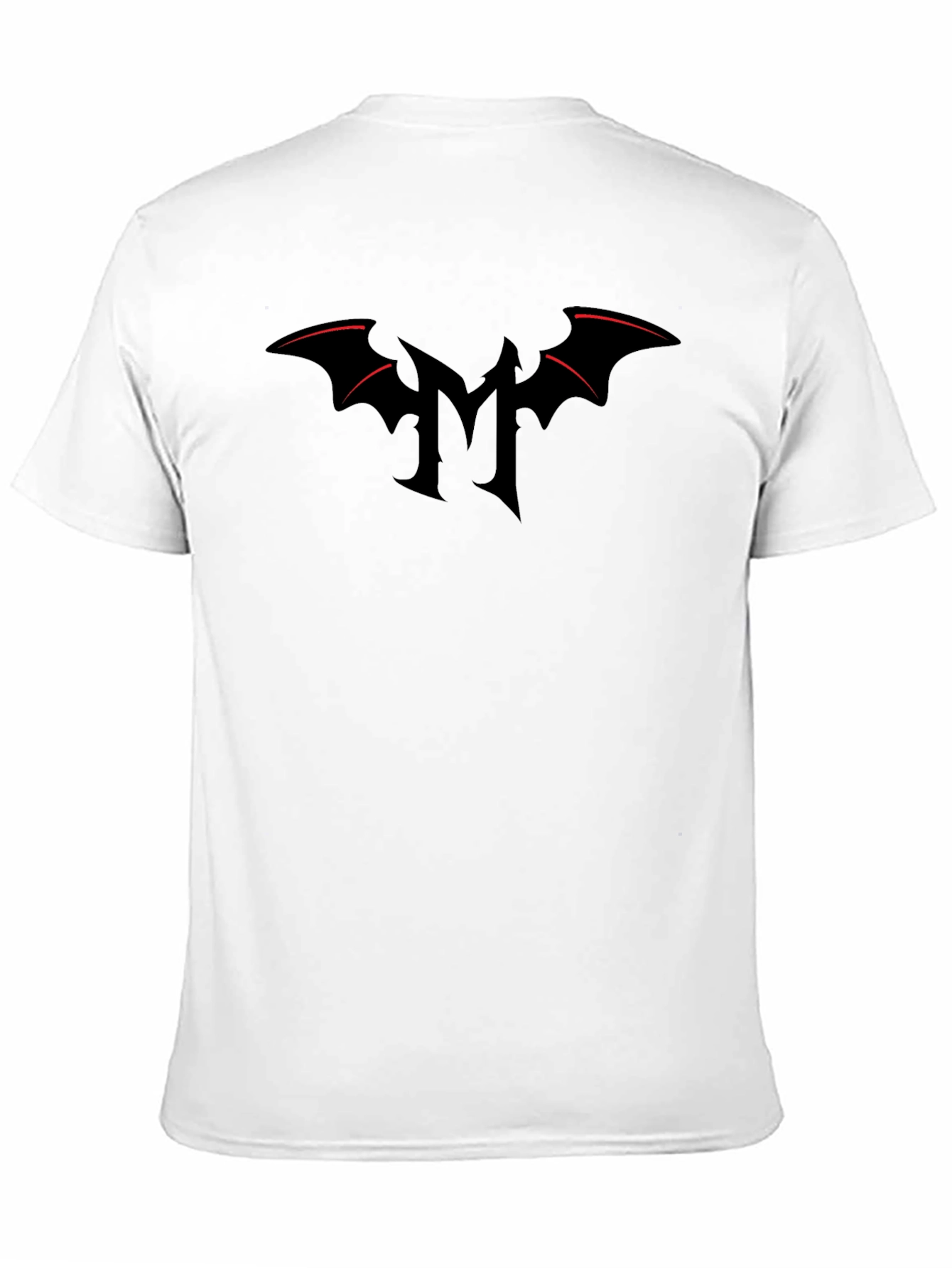 Mens Black T-Shirt with Gothic M Bat Logo