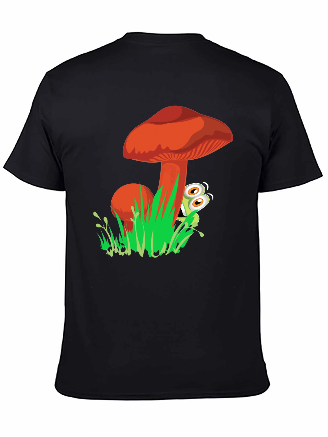 Mushroom & Frog Graphic Tee - Black Cotton Blend