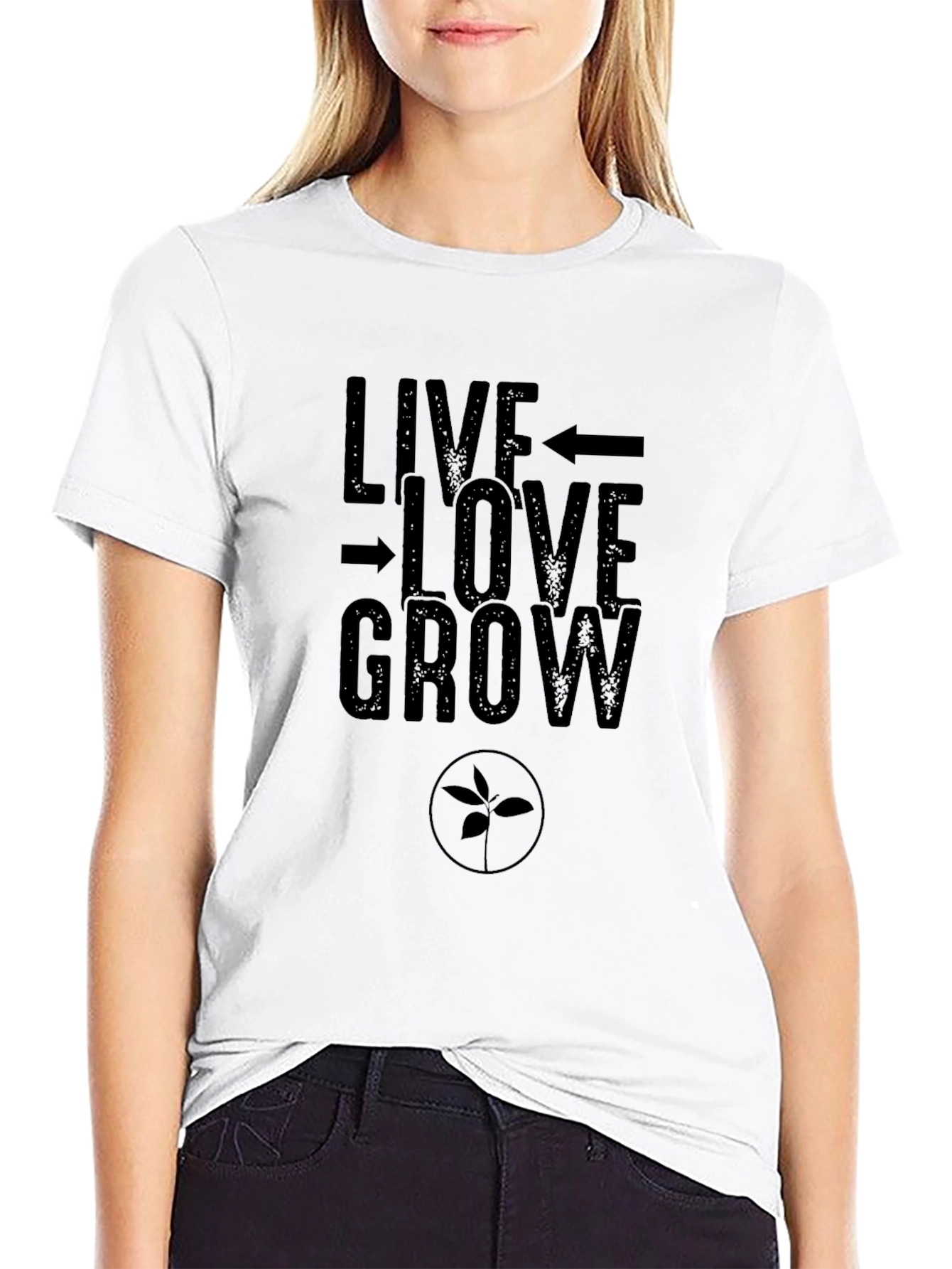 Live Love Grow Graphic Tee - Black Cotton T-Shirt