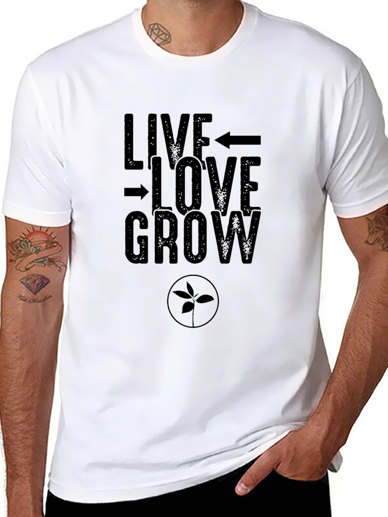 Live Love Grow Graphic Tee - Black Cotton T-Shirt