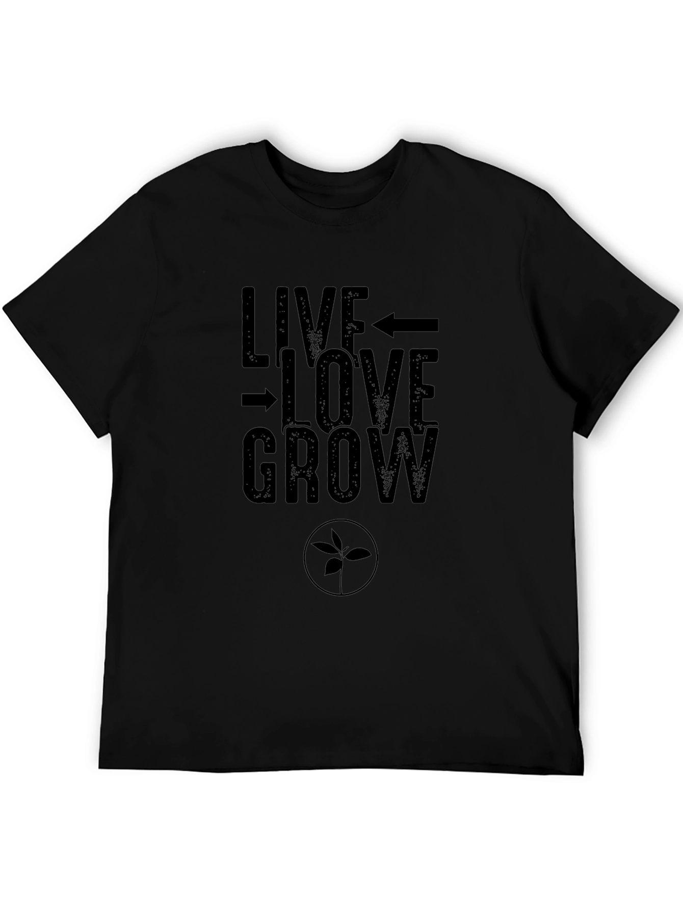 Live Love Grow Graphic Tee - Black Cotton T-Shirt