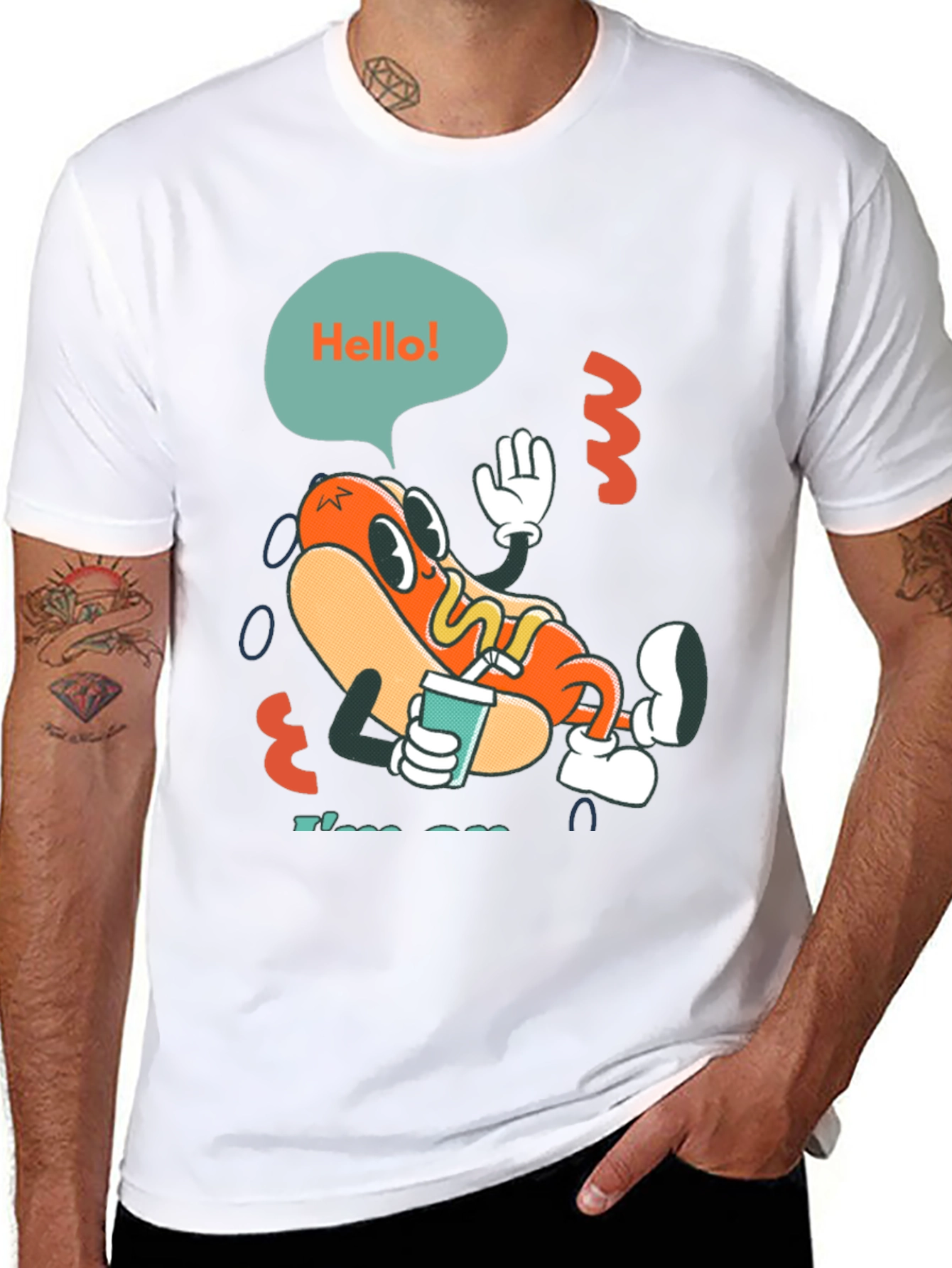 Cartoon Hotdog Graphic Tee
