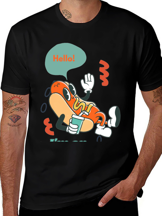 Cartoon Hotdog Graphic Tee