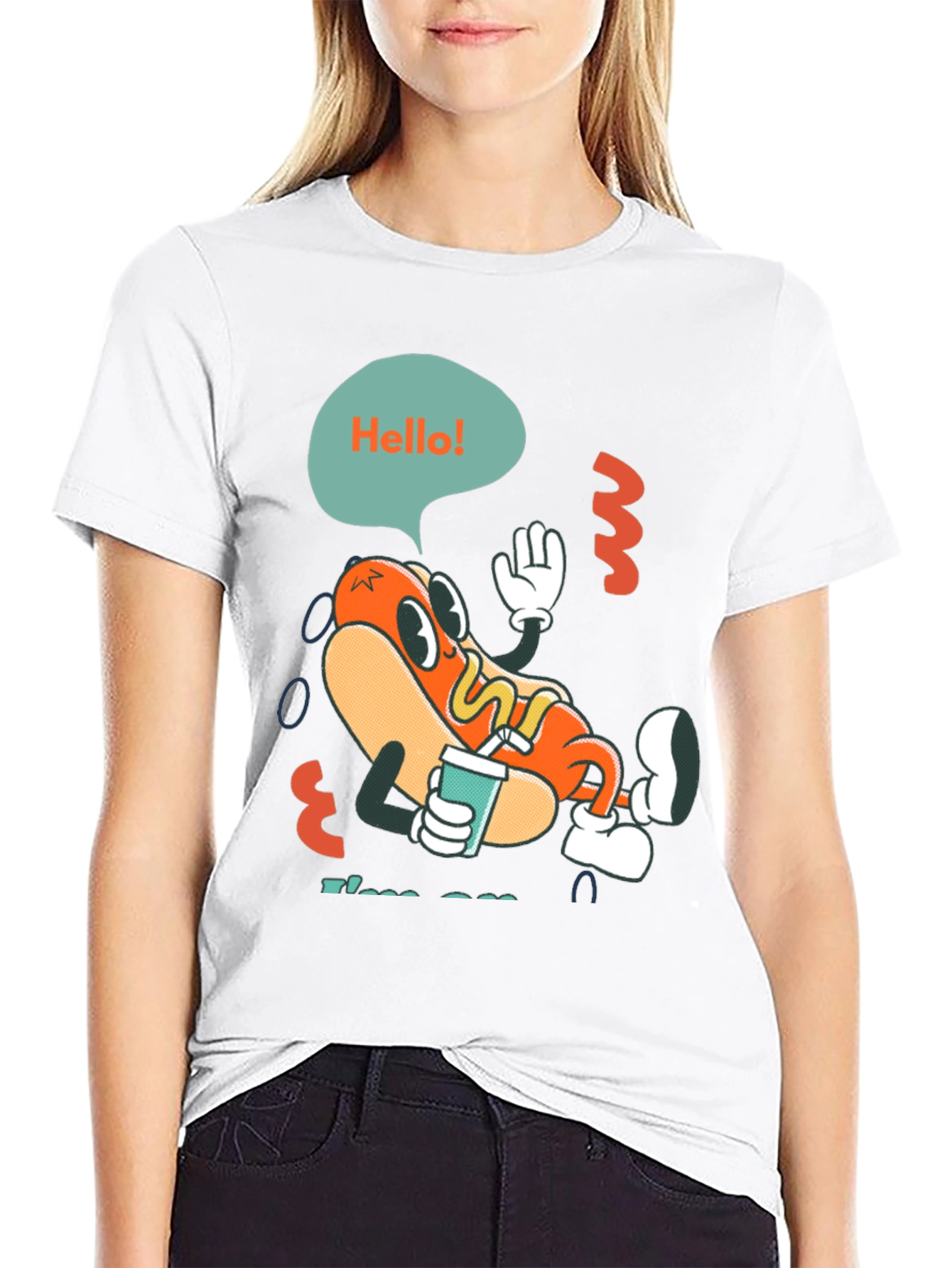 Cartoon Hotdog Graphic Tee