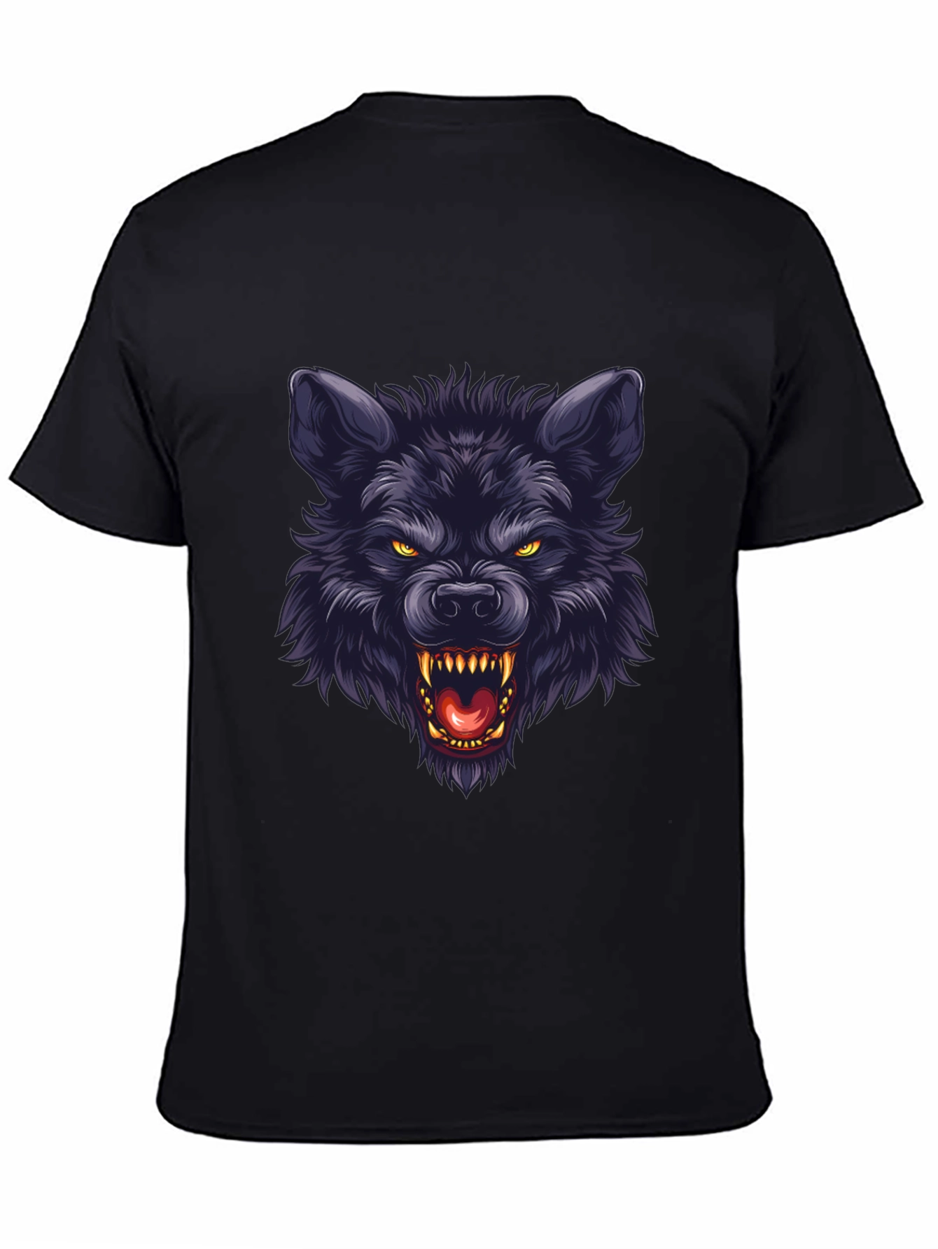 Black Wolf Graphic T-Shirt - Fierce Animal Design