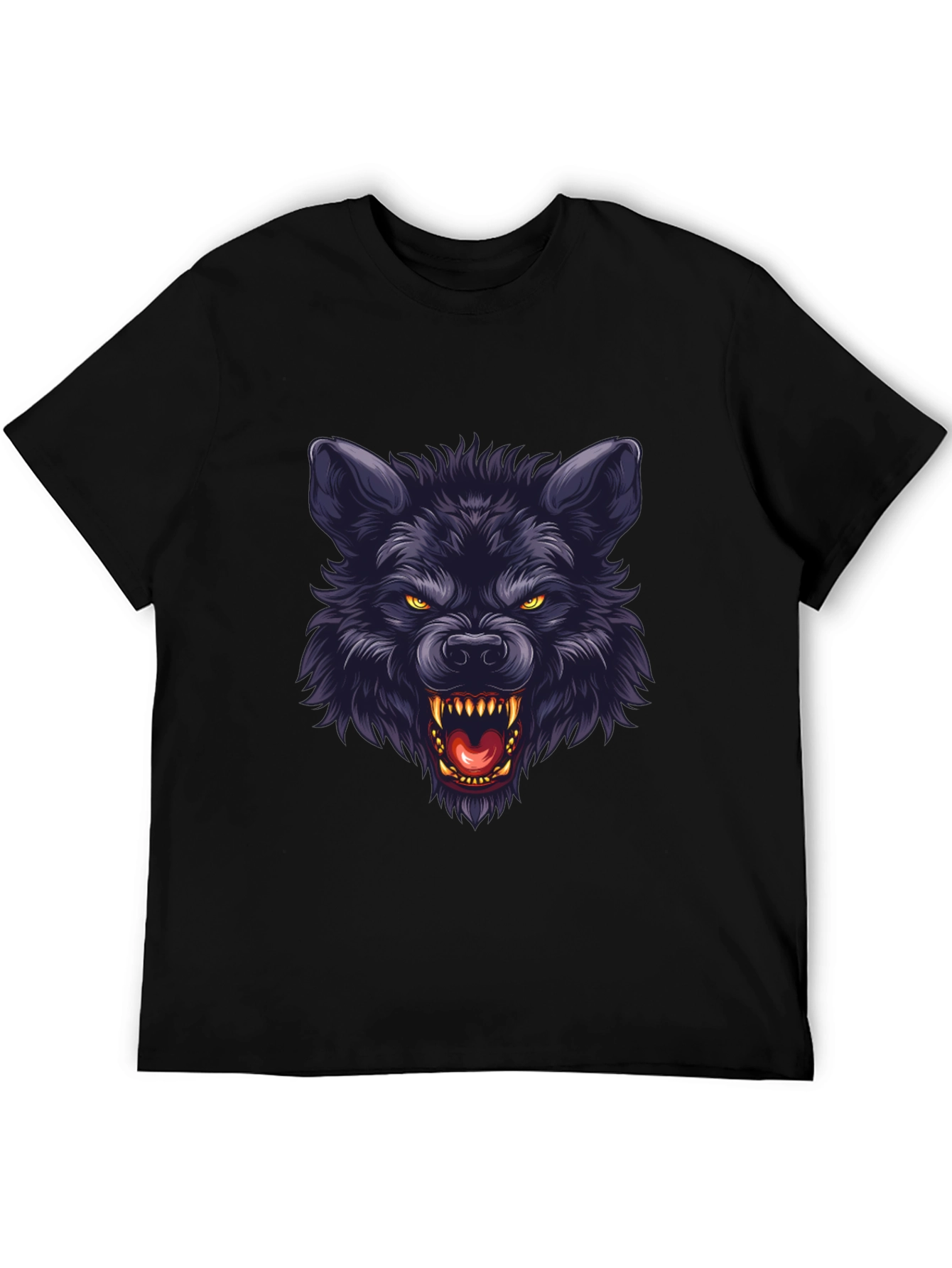 Black Wolf Graphic T-Shirt - Fierce Animal Design