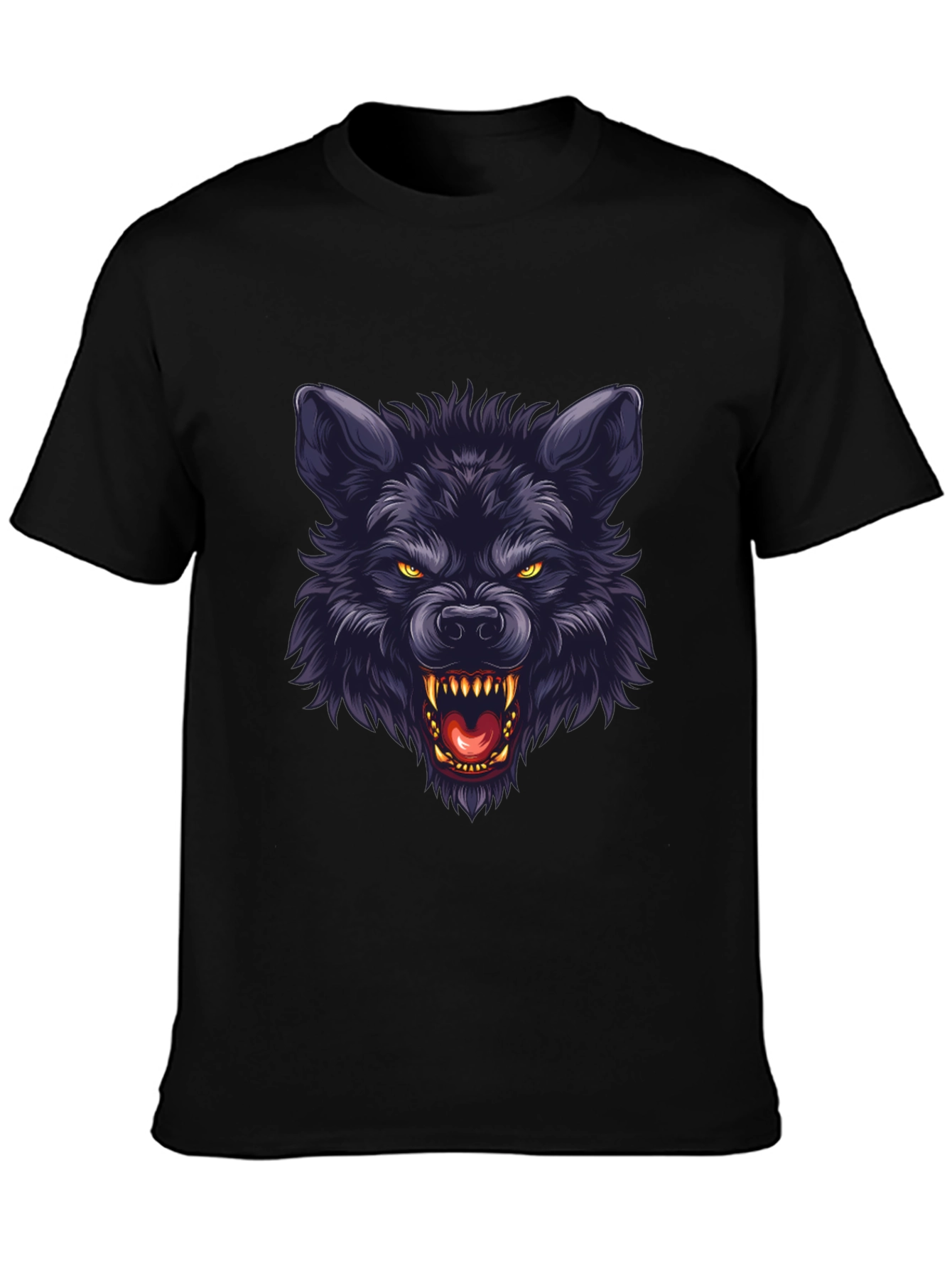 Black Wolf Graphic T-Shirt - Fierce Animal Design