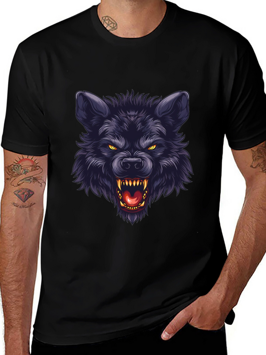 Black Wolf Graphic T-Shirt - Fierce Animal Design