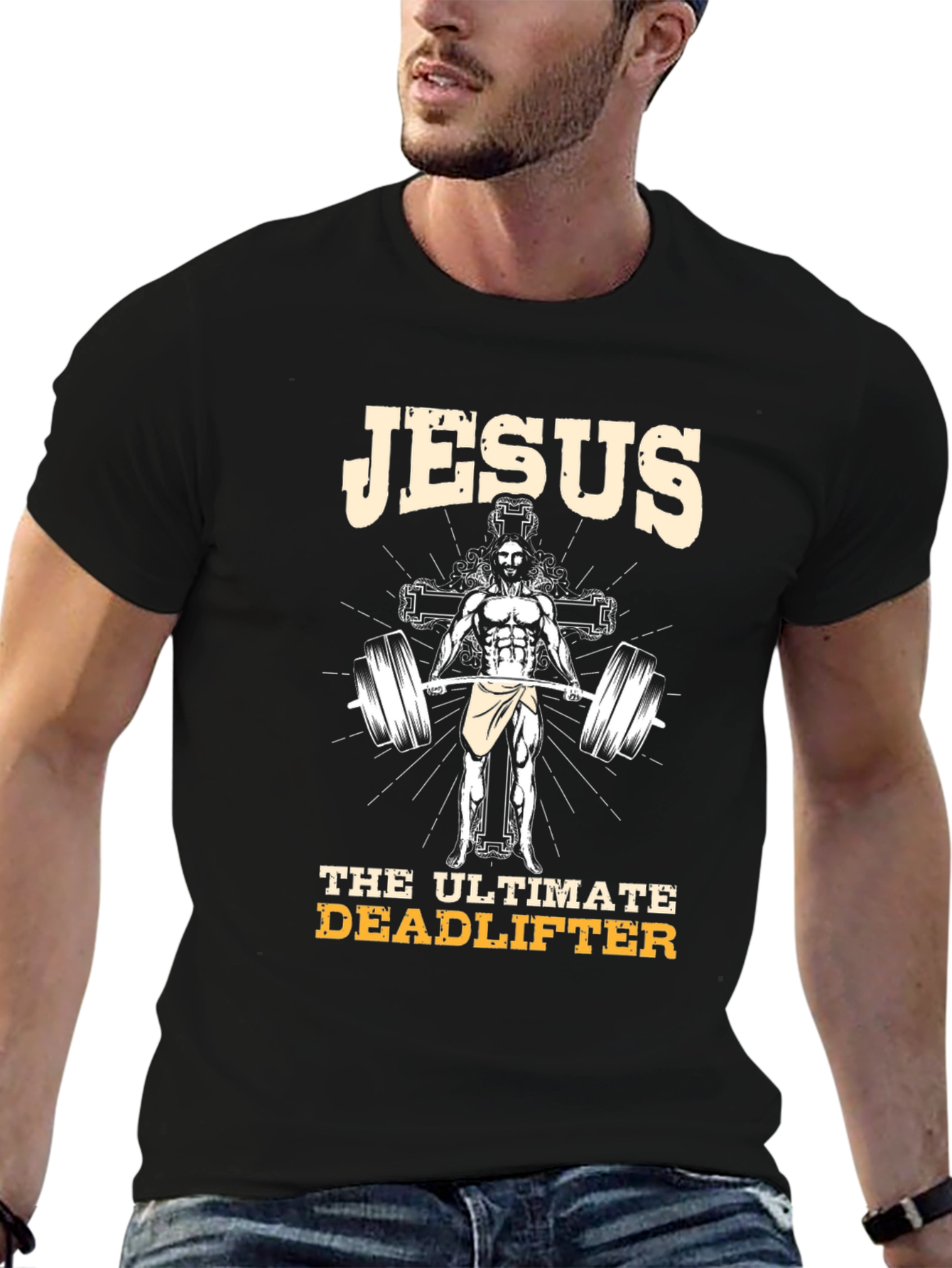 Jesus Ultimate Deadlifter Graphic T-Shirt - Black
