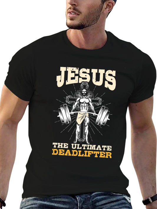 Jesus Ultimate Deadlifter Graphic T-Shirt - Black