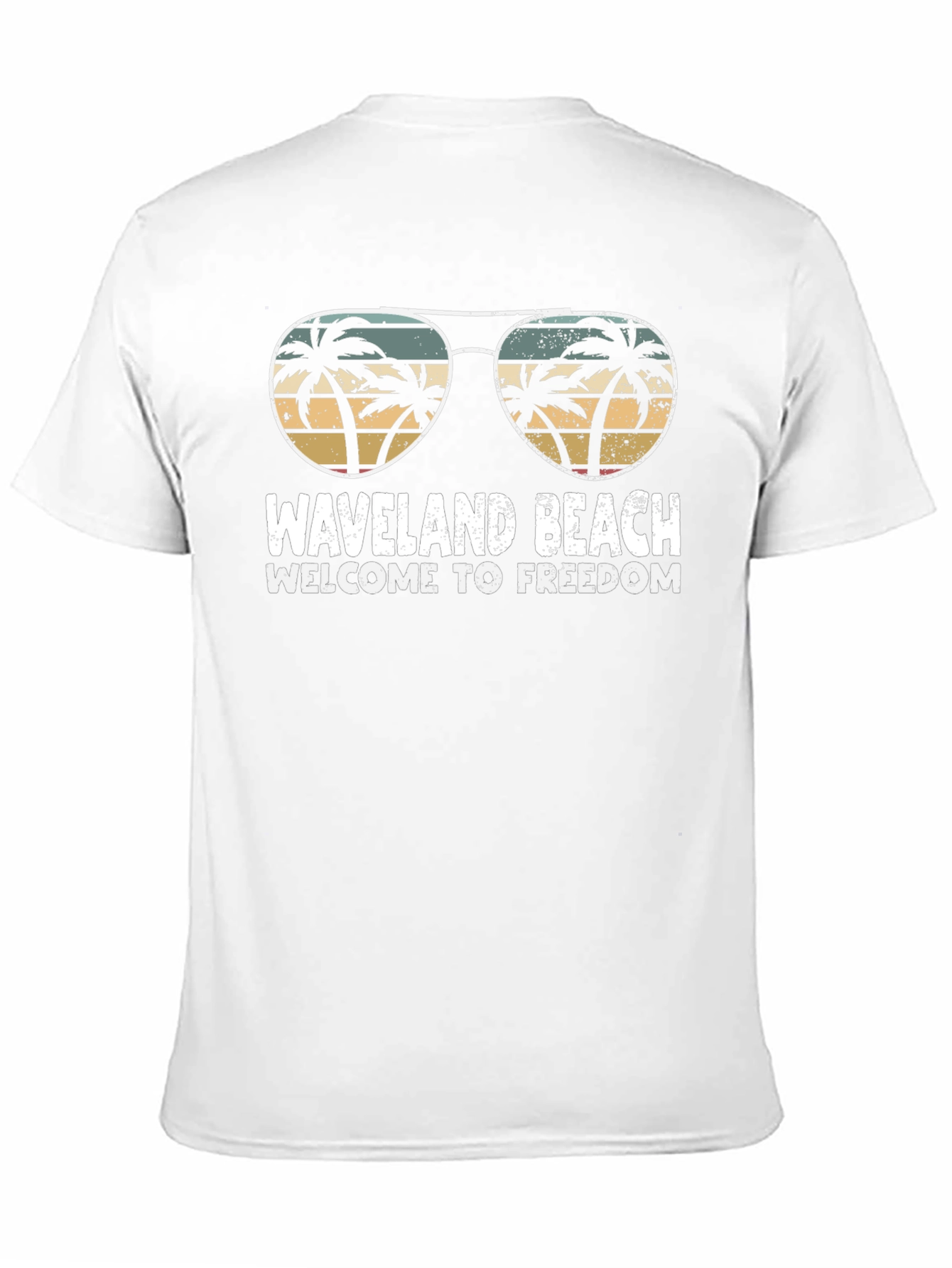 Waveland Beach Retro Palm Tree Sunglasses Graphic Tee