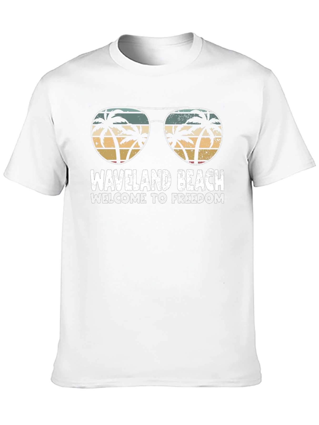 Waveland Beach Retro Palm Tree Sunglasses Graphic Tee