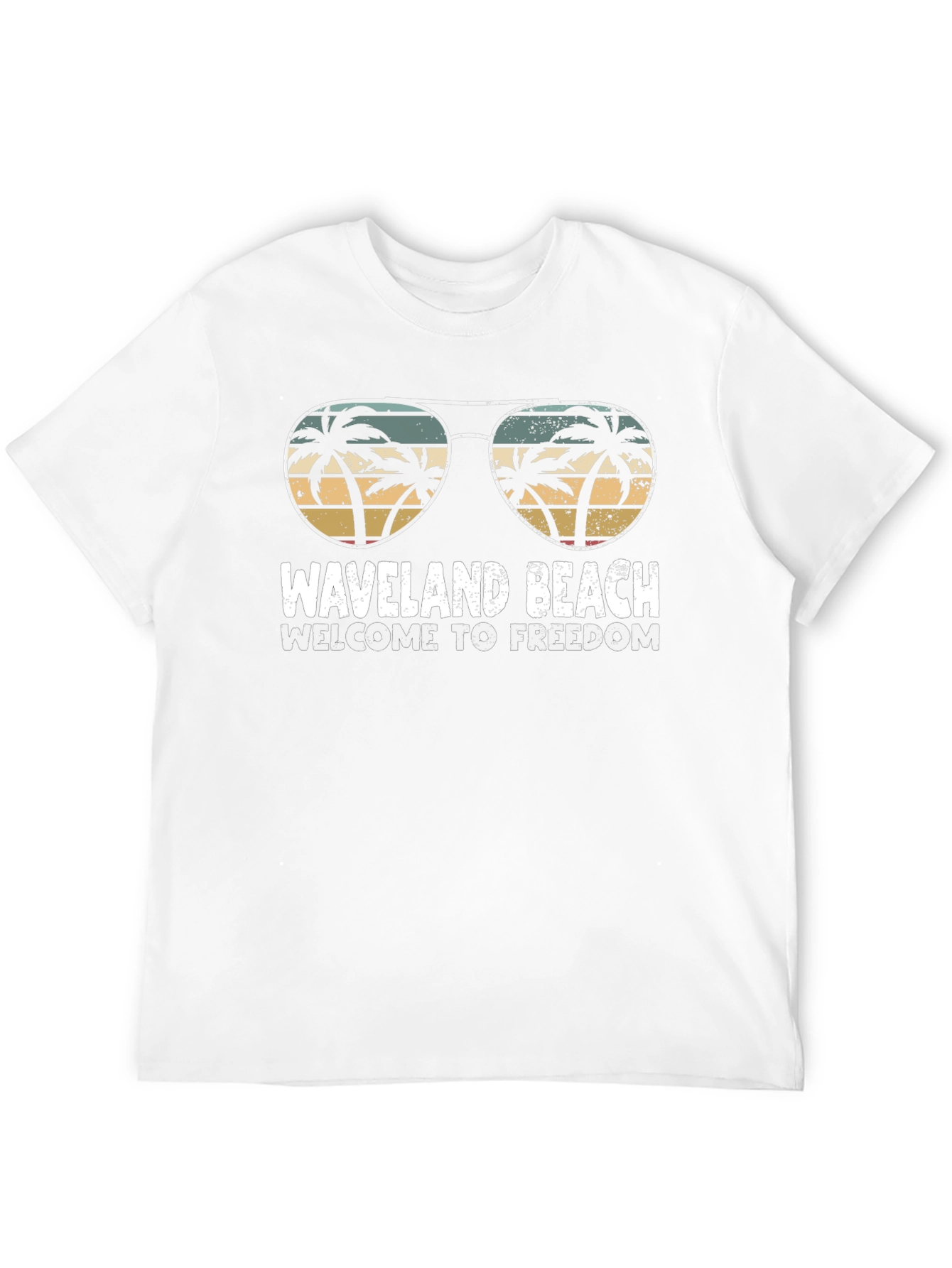 Waveland Beach Retro Palm Tree Sunglasses Graphic Tee