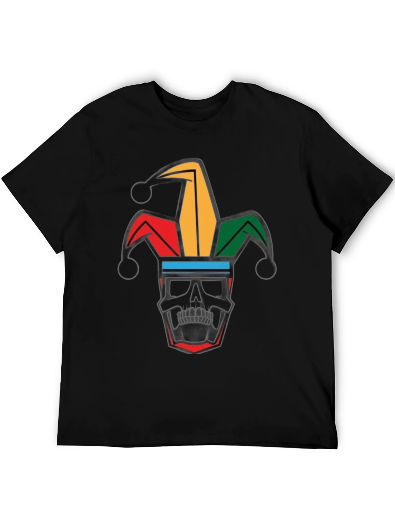Jester Skull Graphic Tee - Black Cotton Shirt