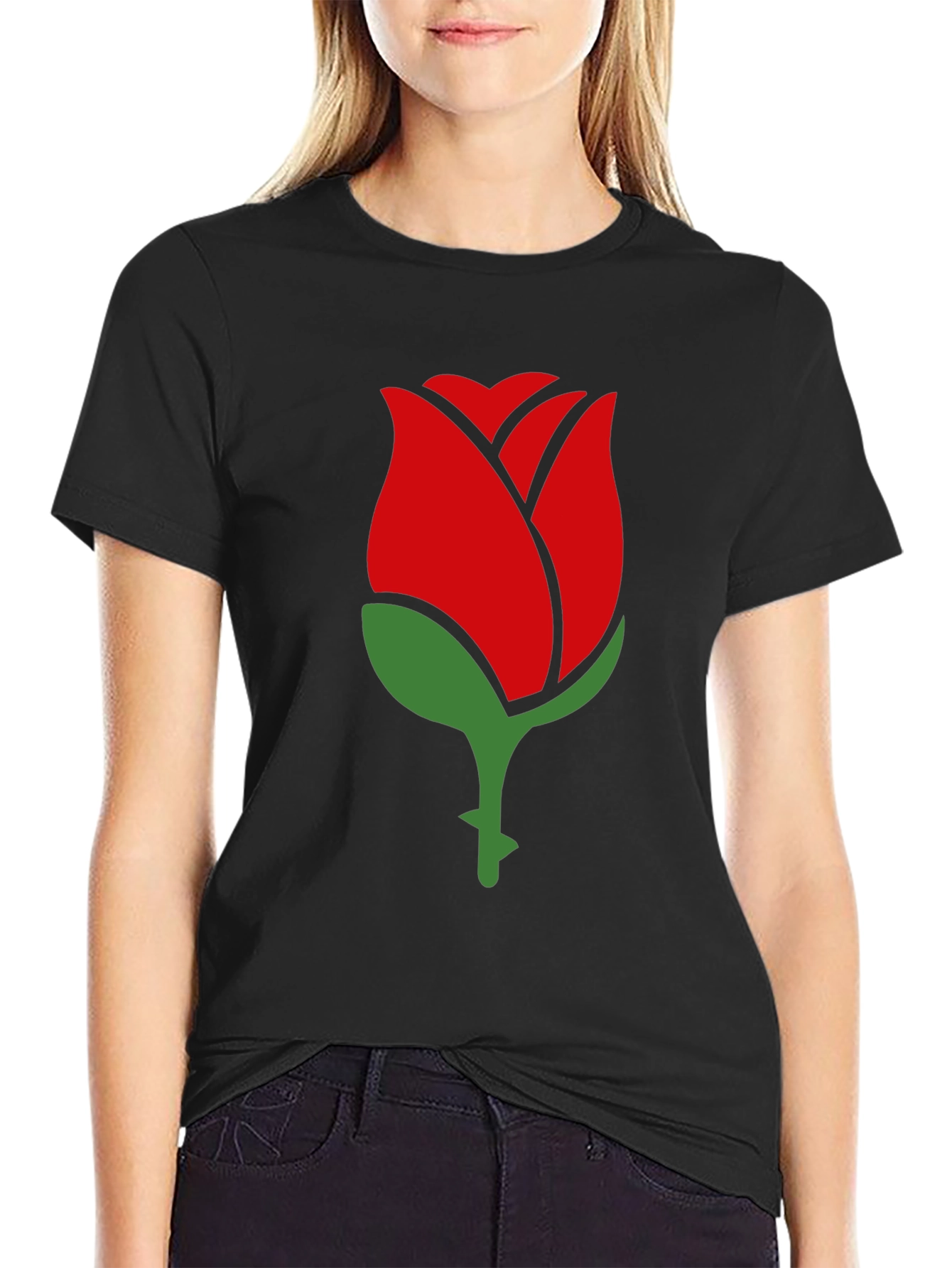 Rose Graphic Tee - Classic Black T-Shirt