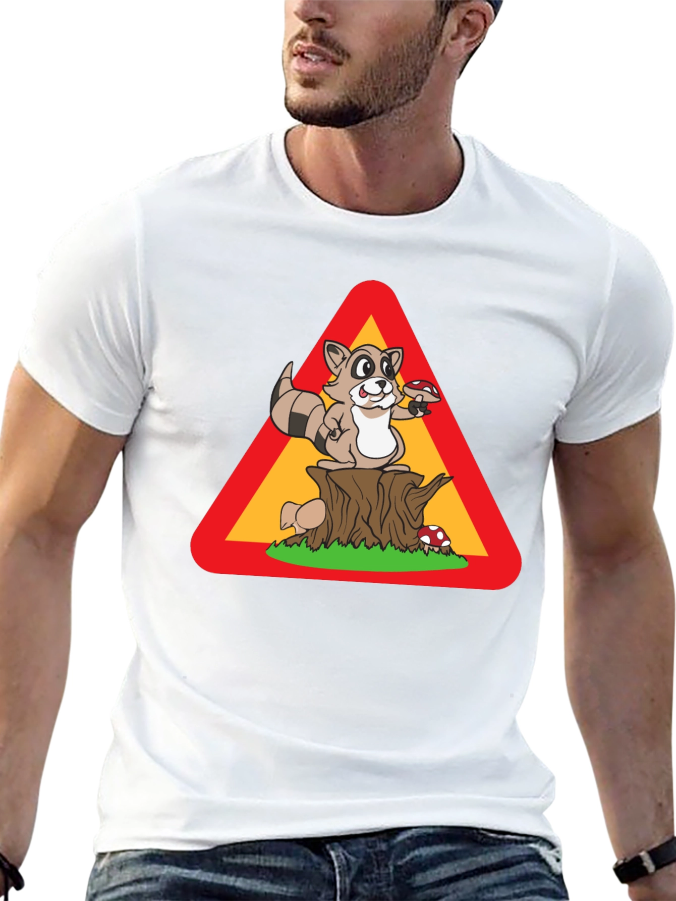 Raccoon Warning Sign T-Shirt - Funny Wildlife Tee