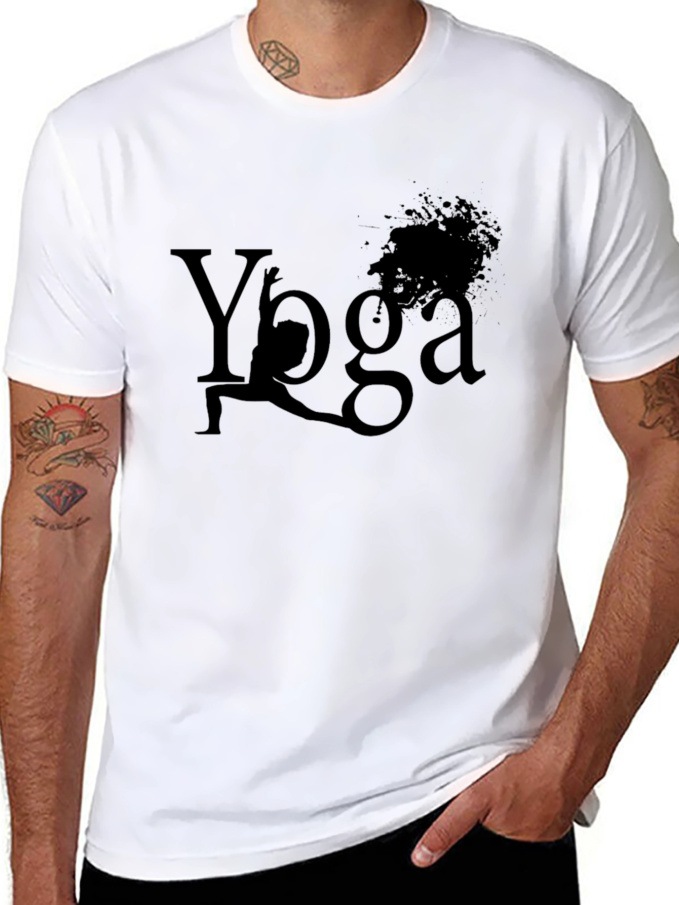 Yoga Pose Graphic Tee - Mens Black T-Shirt