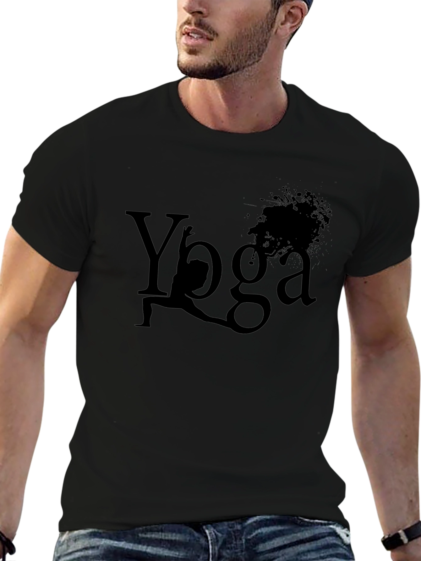Yoga Pose Graphic Tee - Mens Black T-Shirt