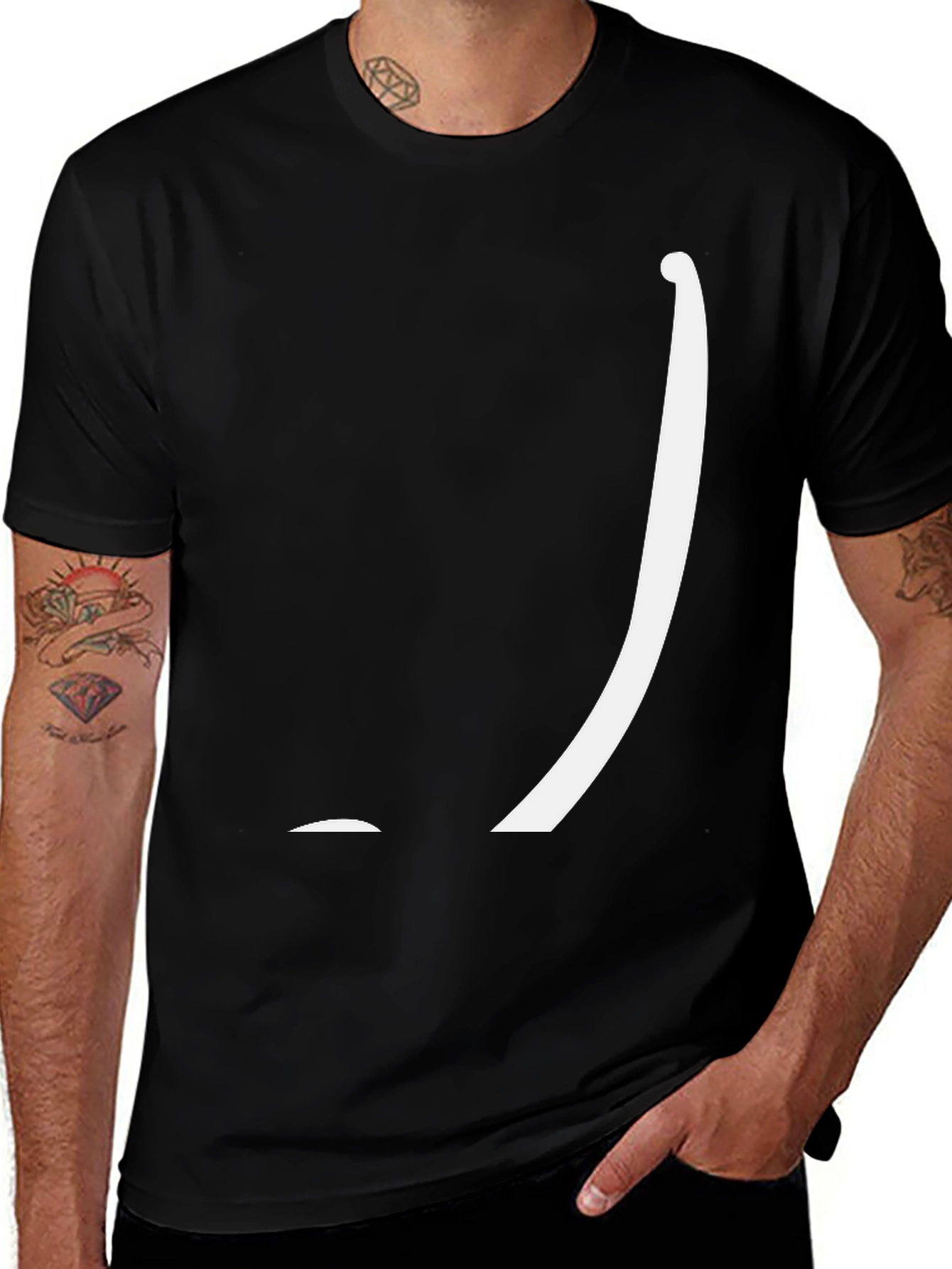 Minimalist Graphic Tee: Black Cotton Blend