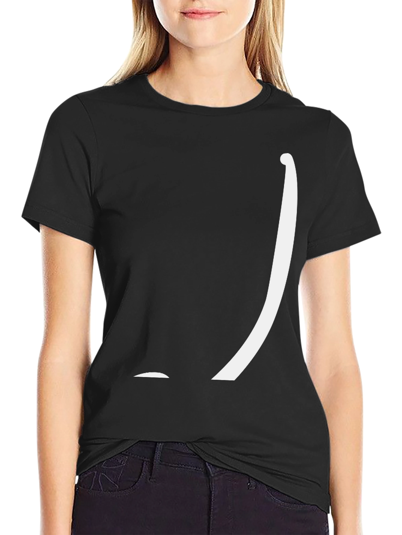 Minimalist Graphic Tee: Black Cotton Blend