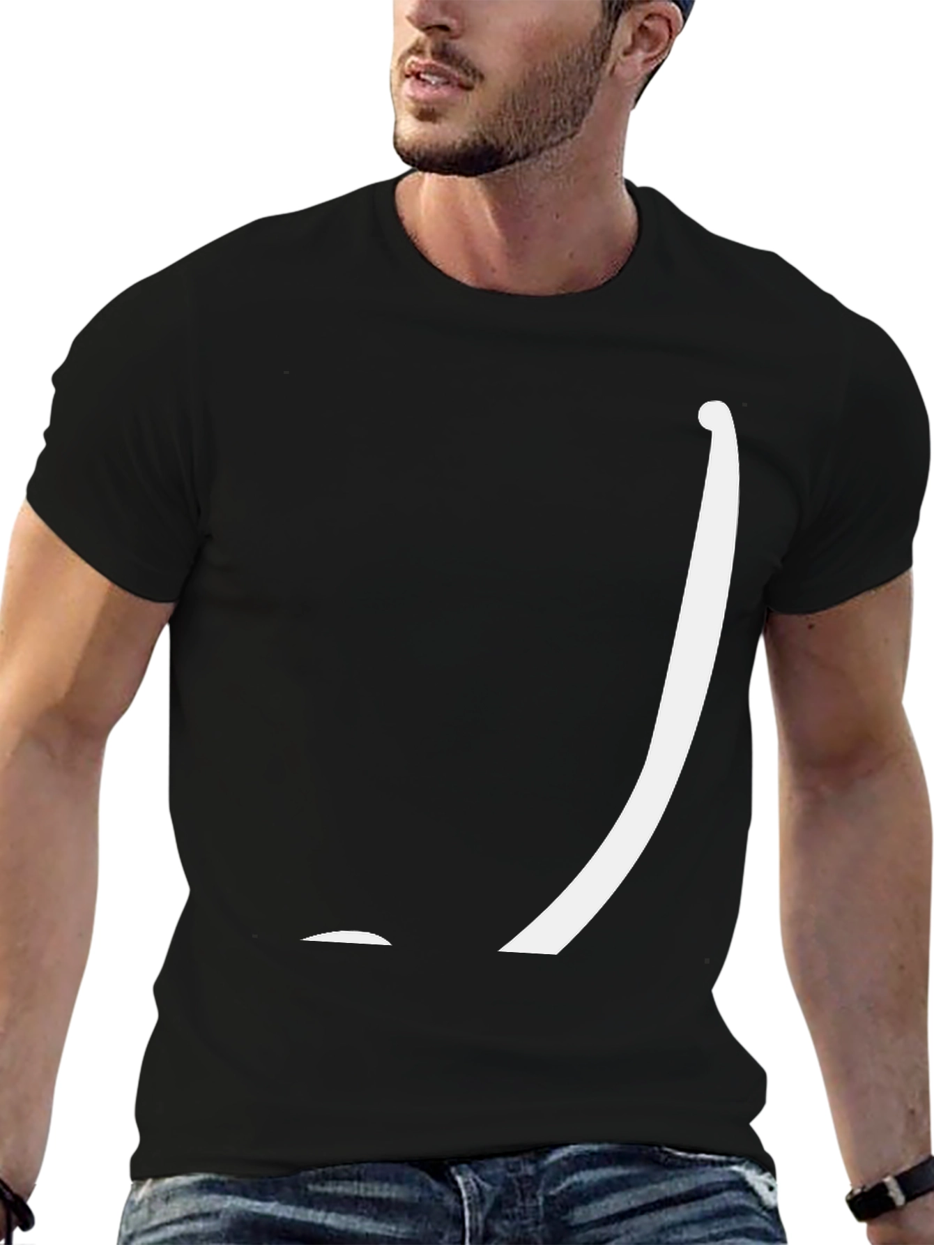 Minimalist Graphic Tee: Black Cotton Blend