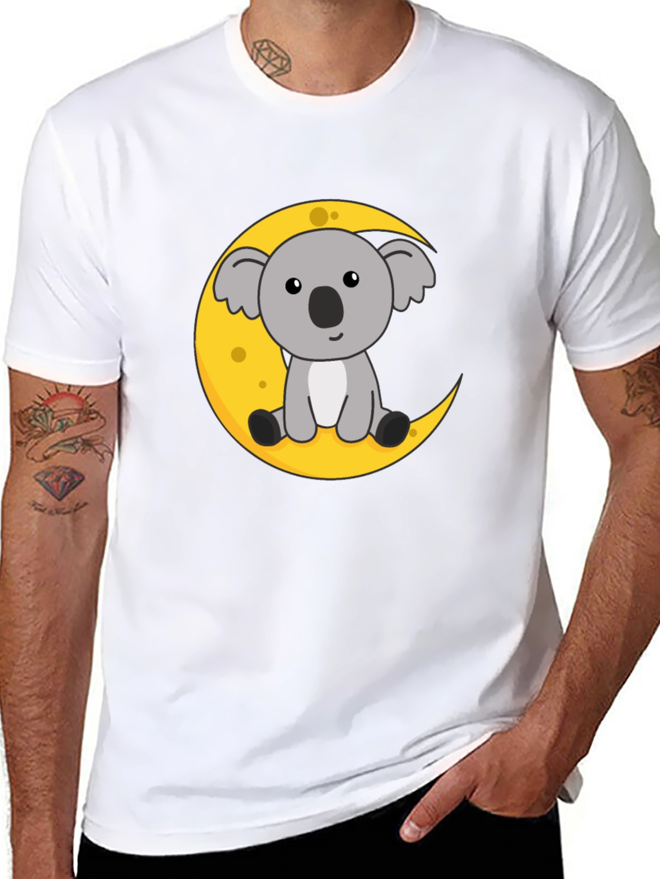 Koala Moon Graphic Tee - Black Cotton T-Shirt