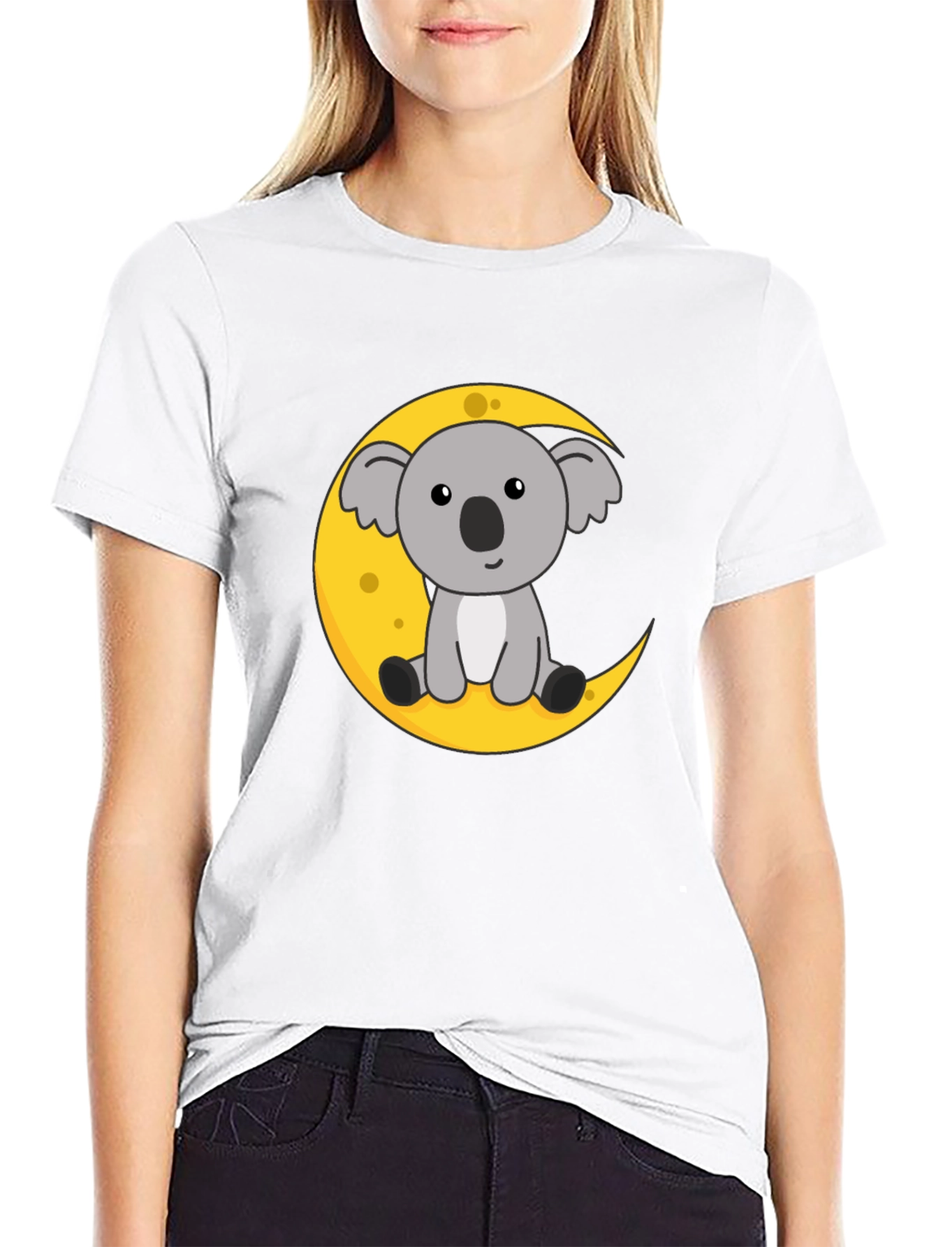 Koala Moon Graphic Tee - Black Cotton T-Shirt