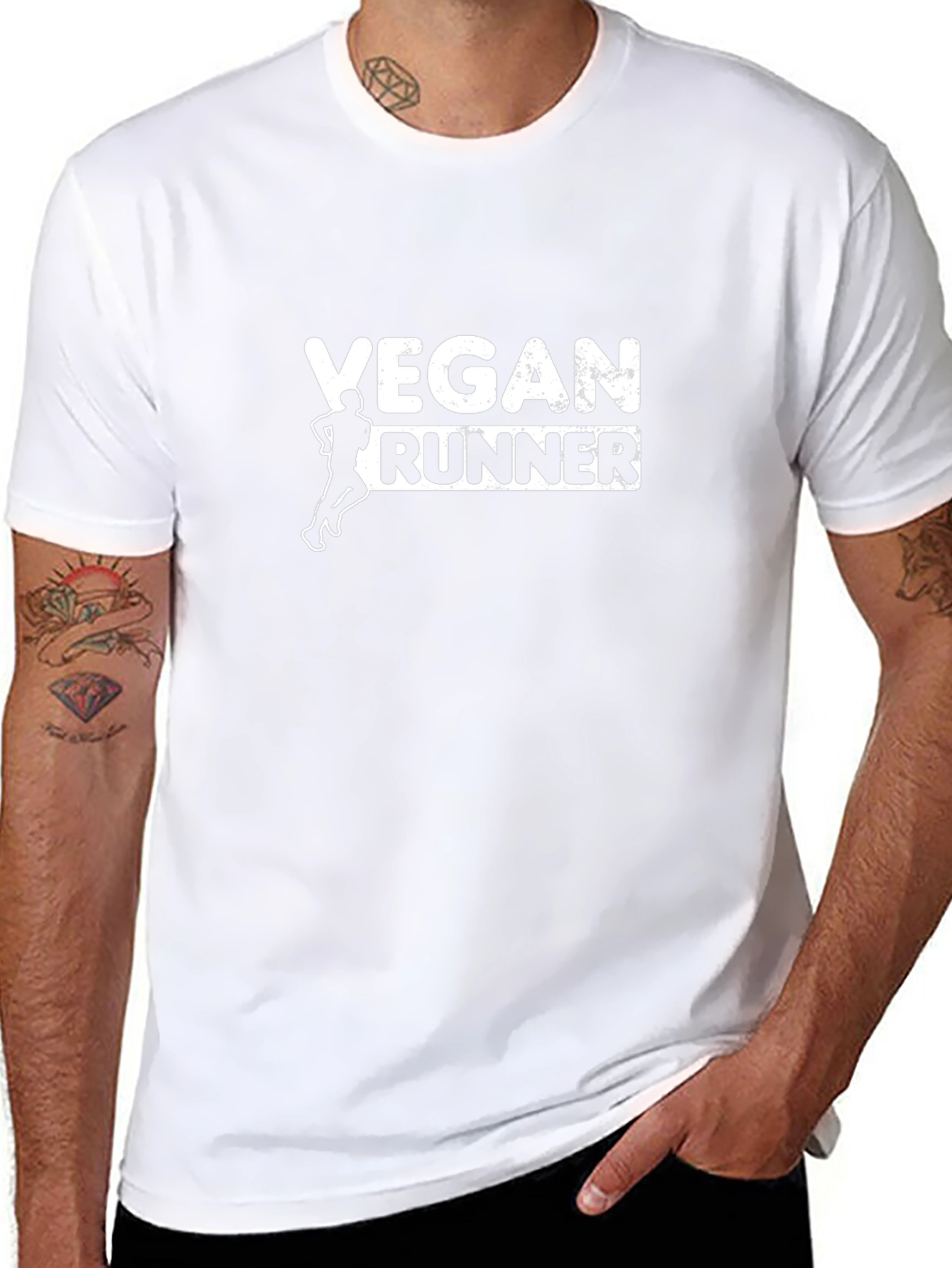 Vegan Runner Graphic T-Shirt - Black