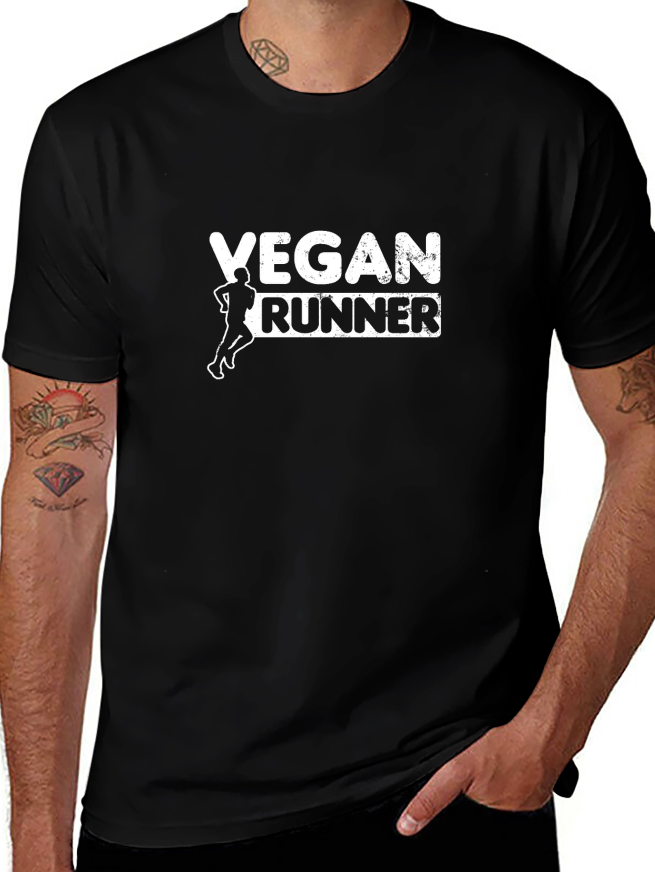 Vegan Runner Graphic T-Shirt - Black