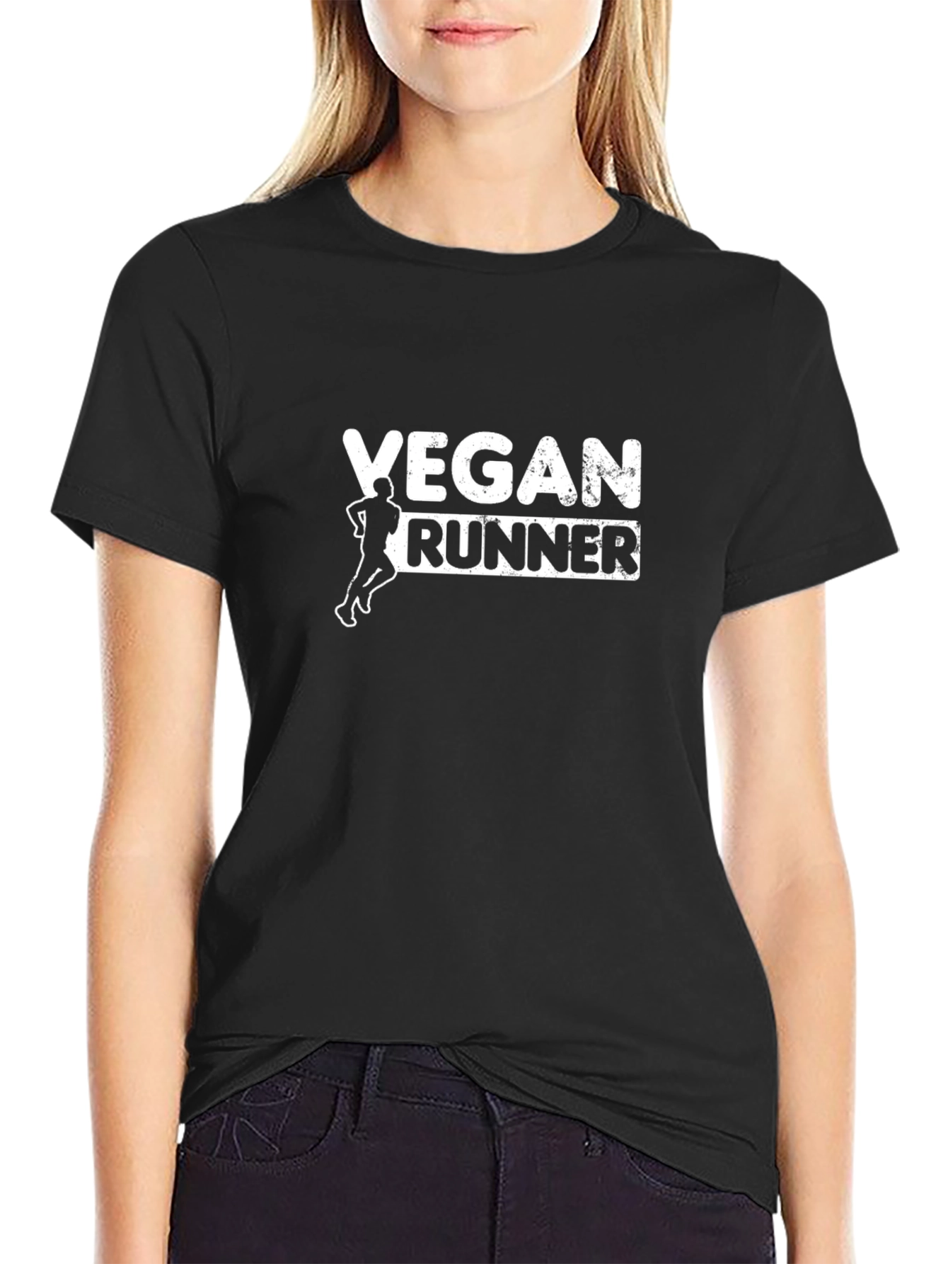 Vegan Runner Graphic T-Shirt - Black