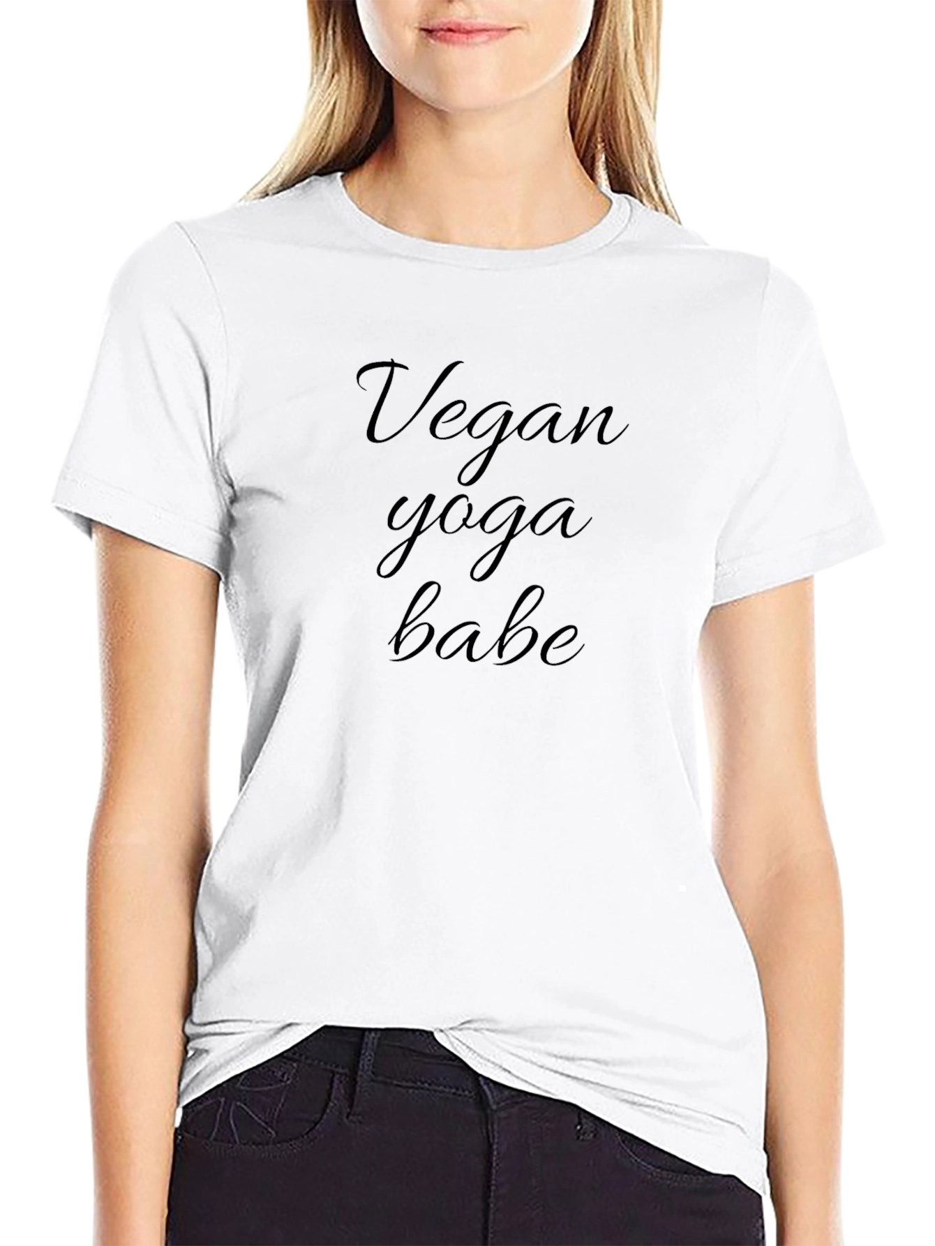Vegan Yoga Babe Graphic Tee - Black Casual T-Shirt