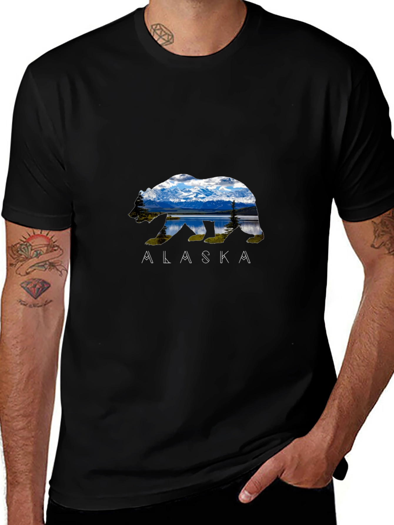 Alaska Bear T-Shirt - Mountain Landscape Design