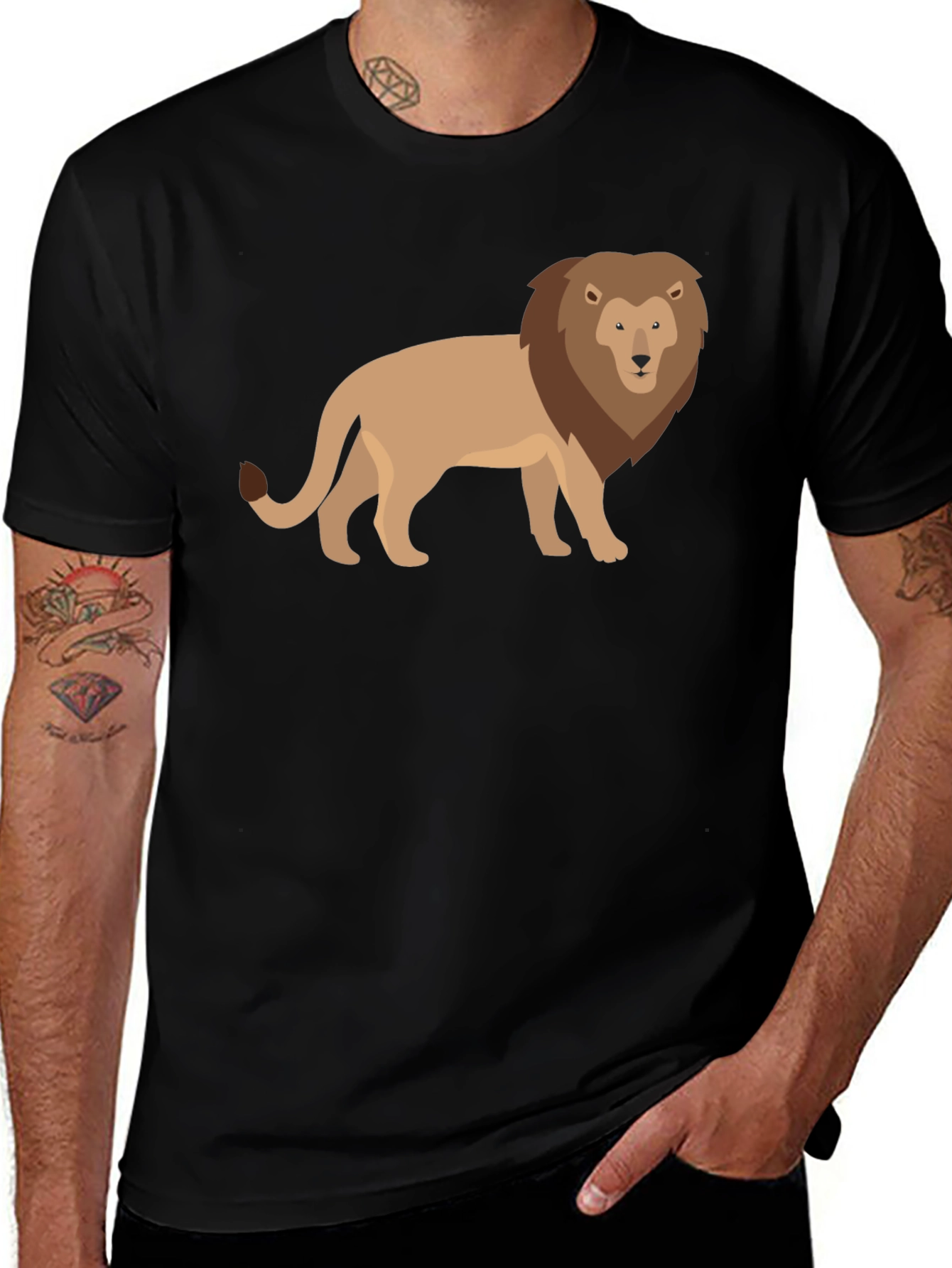Lion Graphic Tee - Stylish Mens Black T-Shirt