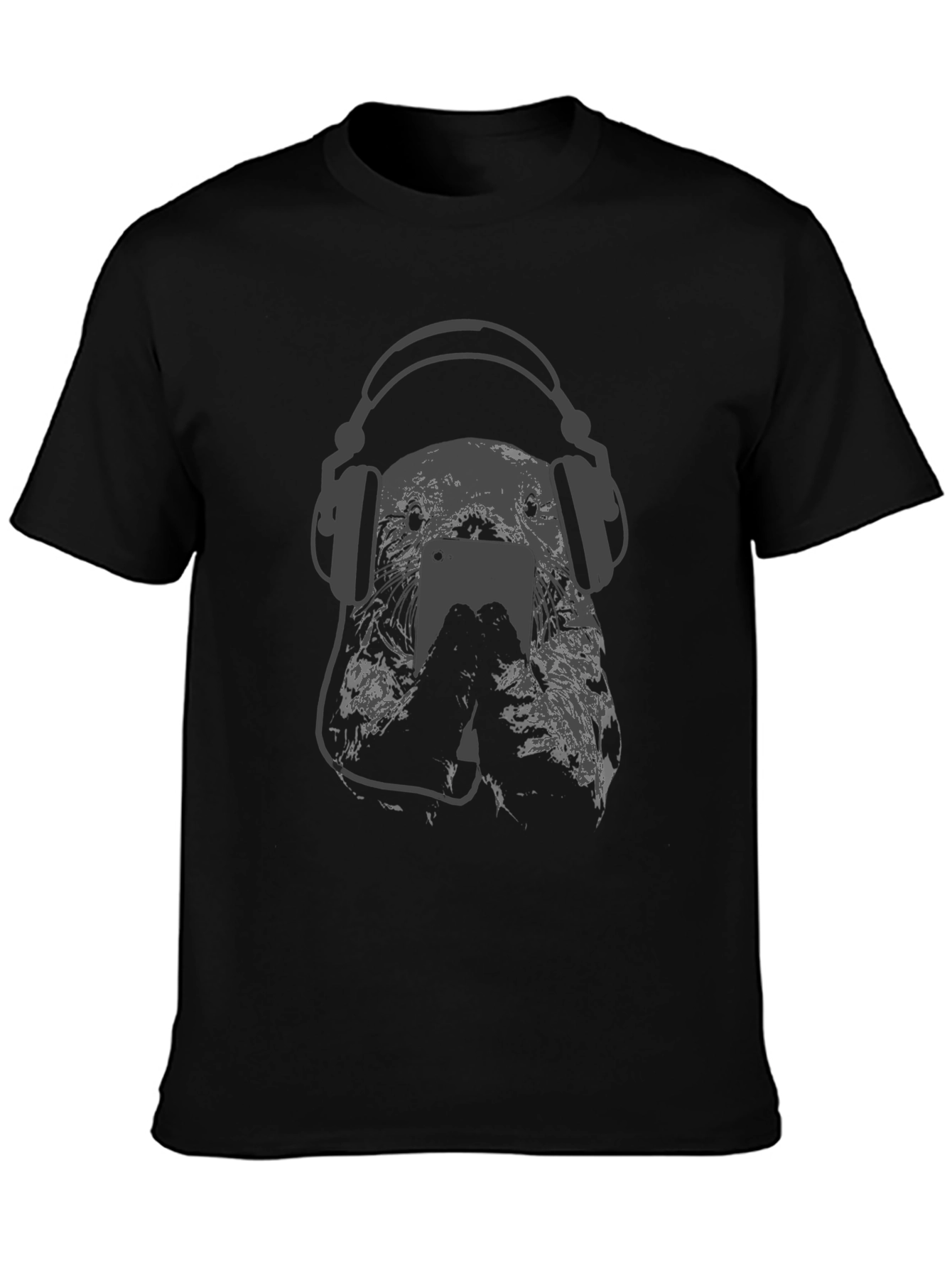 DJ Dog Graphic Tee - Black Cotton T-Shirt