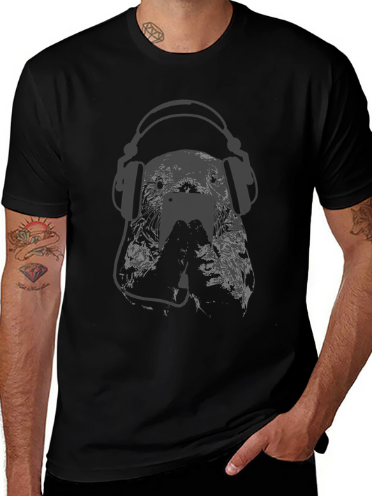 DJ Dog Graphic Tee - Black Cotton T-Shirt