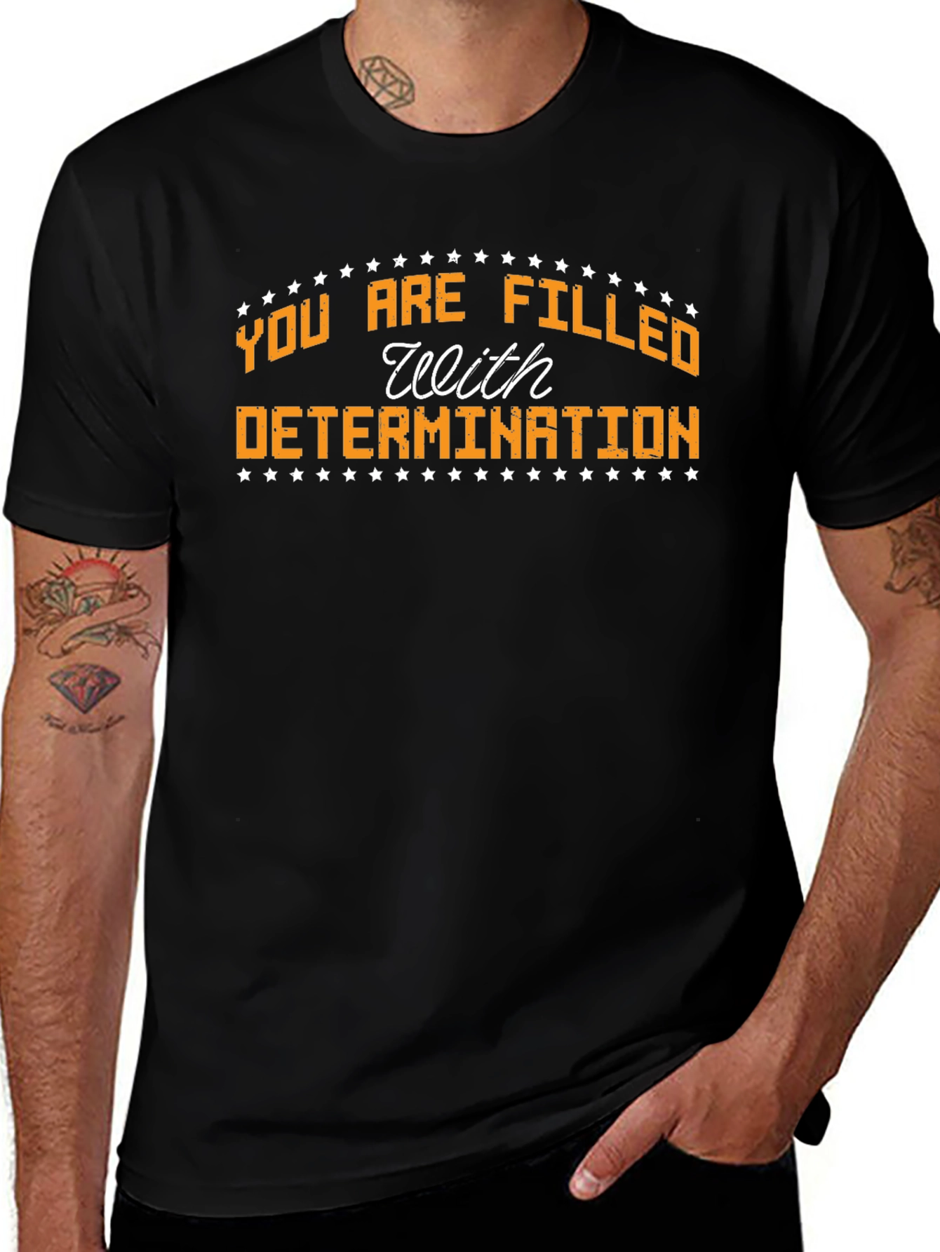 Motivational Determination Graphic Tee - Black
