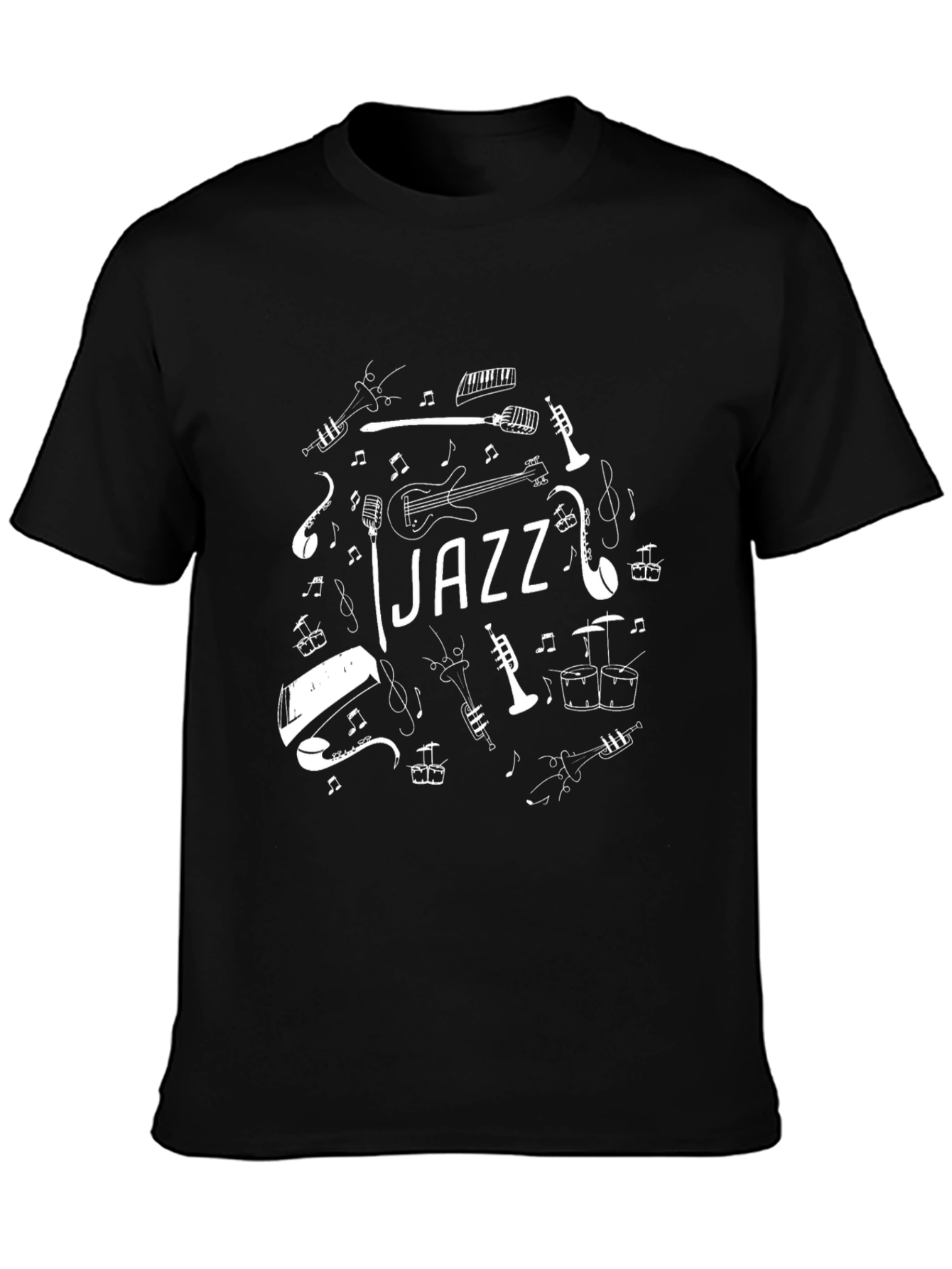 Jazz Music T-Shirt - Black Cotton Graphic Tee
