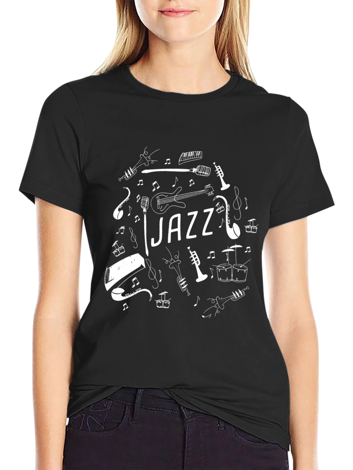 Jazz Music T-Shirt - Black Cotton Graphic Tee