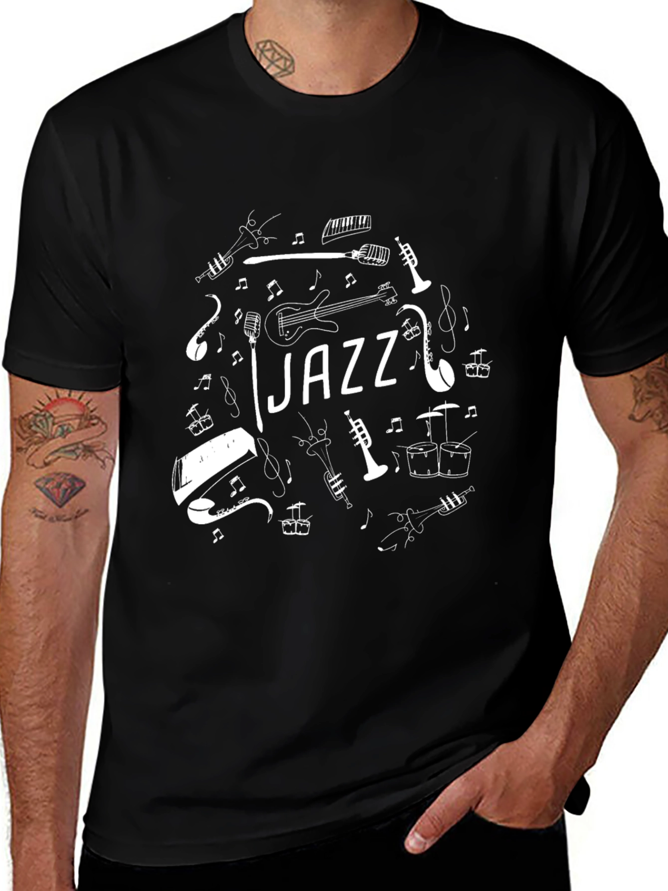Jazz Music T-Shirt - Black Cotton Graphic Tee