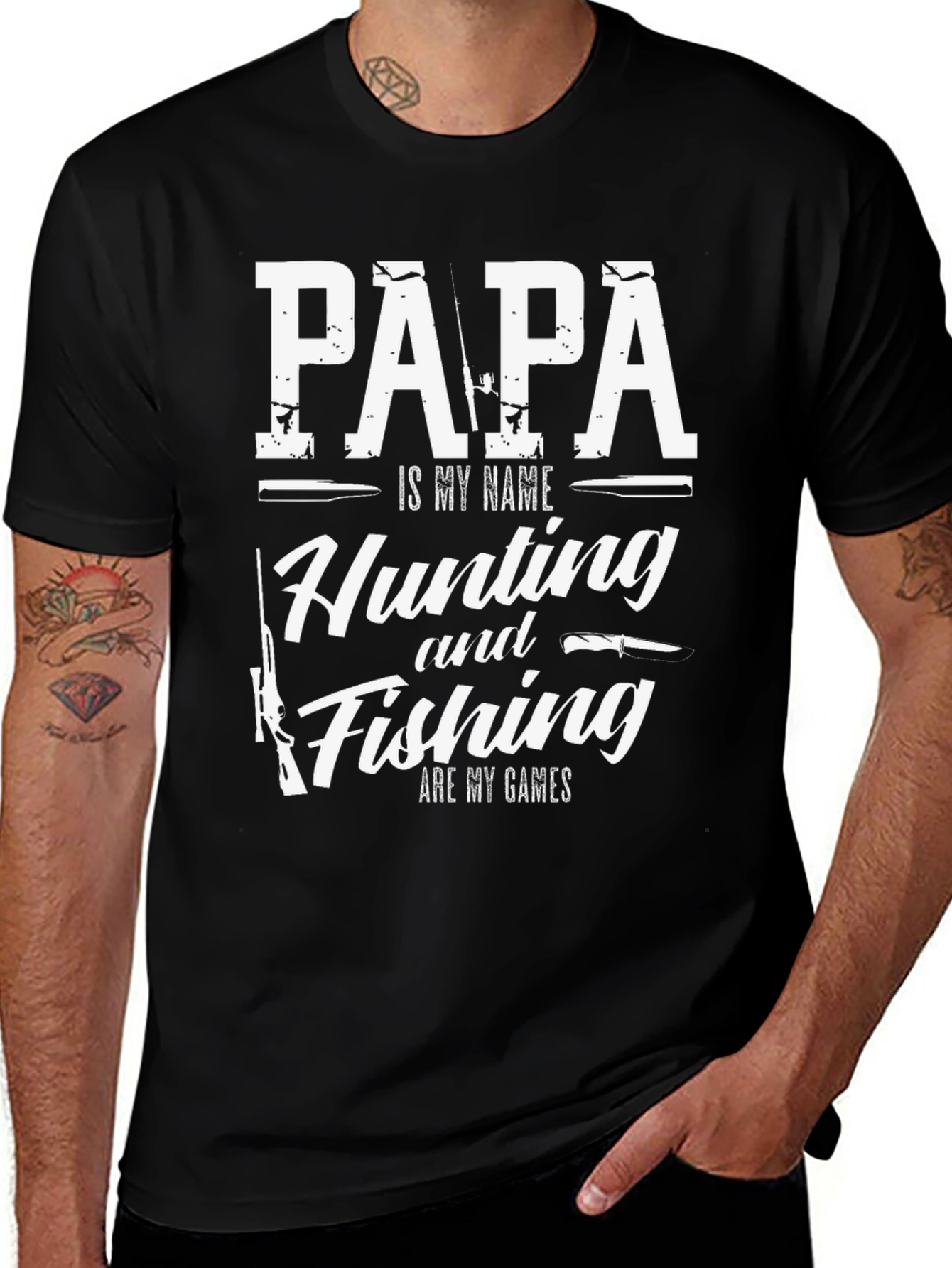 Papa Hunting Fishing T-Shirt - Perfect Gift
