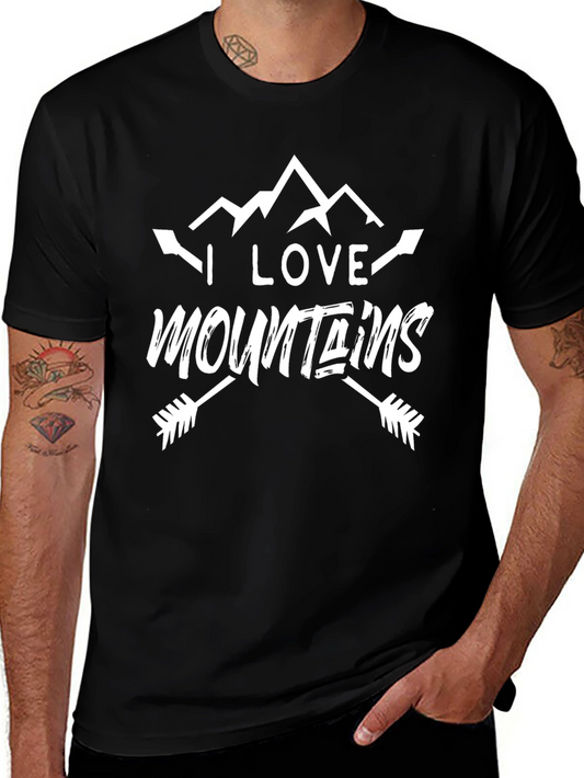 I Love Mountains Black Graphic Tee
