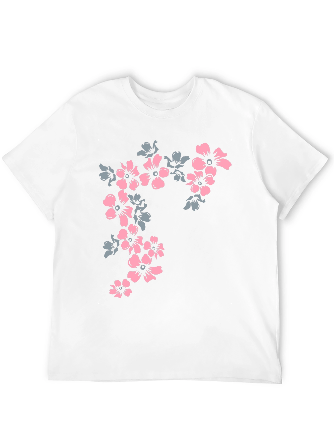 Floral Print Tee - Black Casual T-Shirt