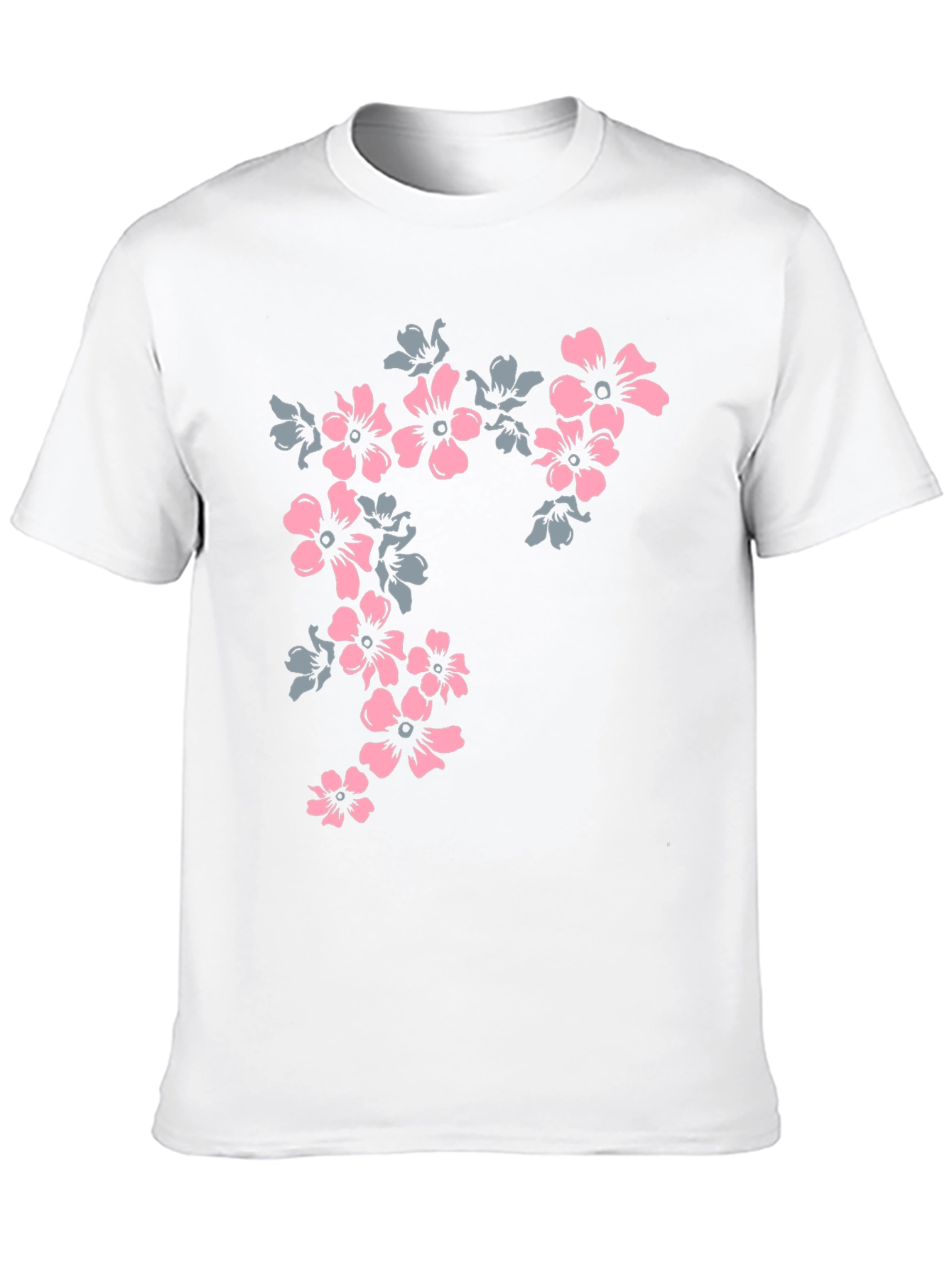 Floral Print Tee - Black Casual T-Shirt