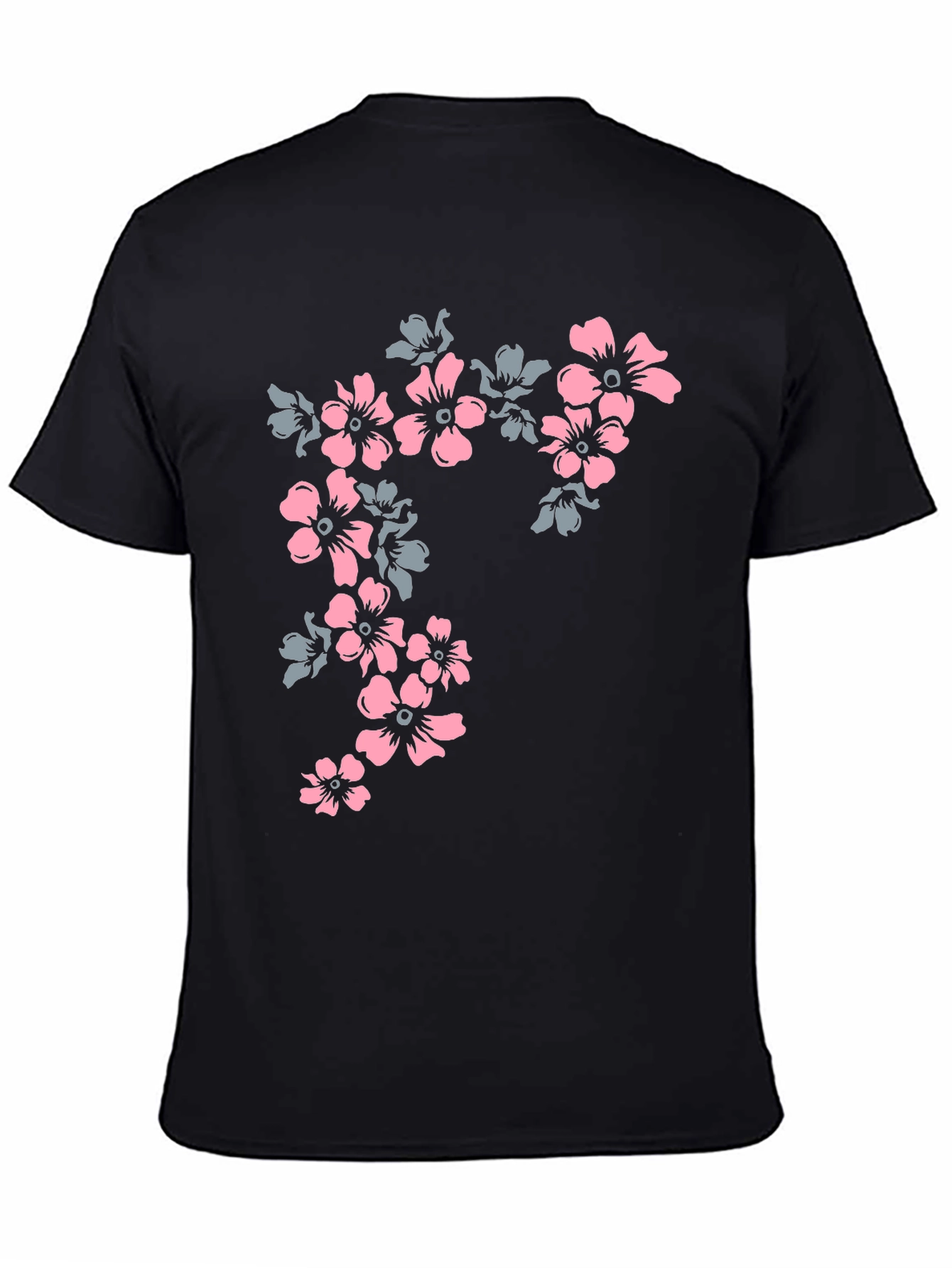Floral Print Tee - Black Casual T-Shirt
