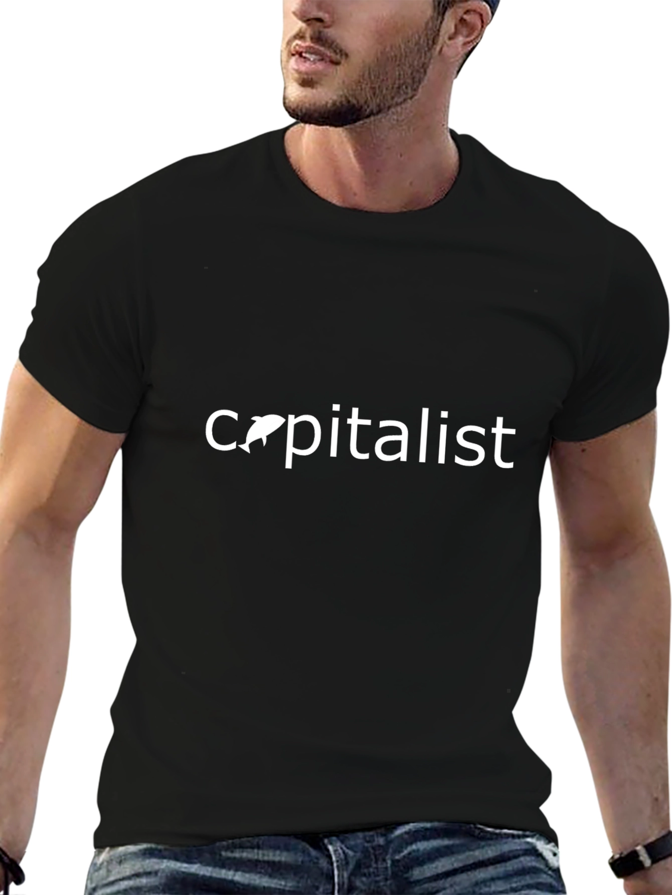 Capitalist Dolphin T-Shirt - Black Cotton Tee