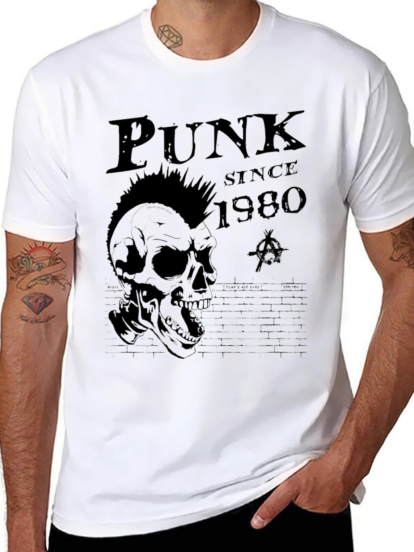 Punk Since 1980 Skull T-Shirt - Black Graphic Tee