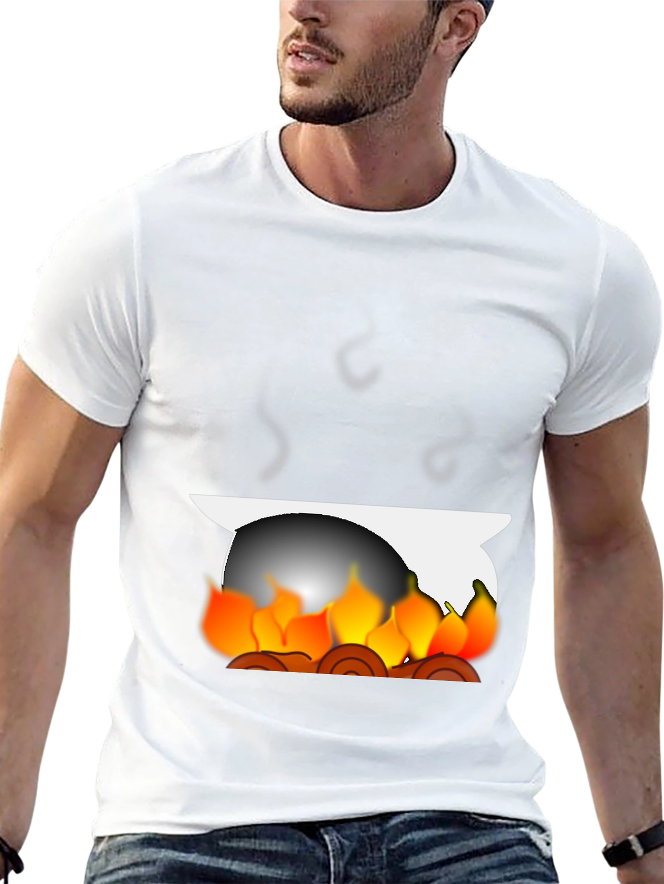 Fiery Campfire Graphic Tee - Black Cotton Blend