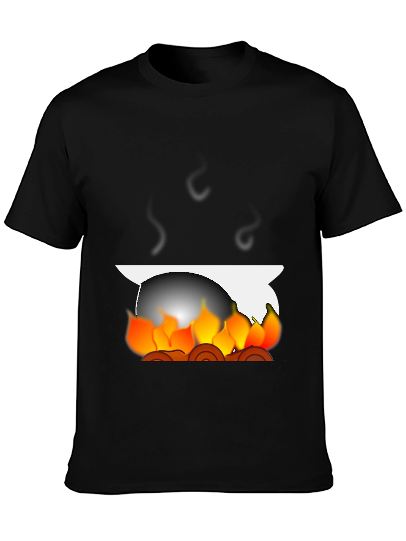 Fiery Campfire Graphic Tee - Black Cotton Blend