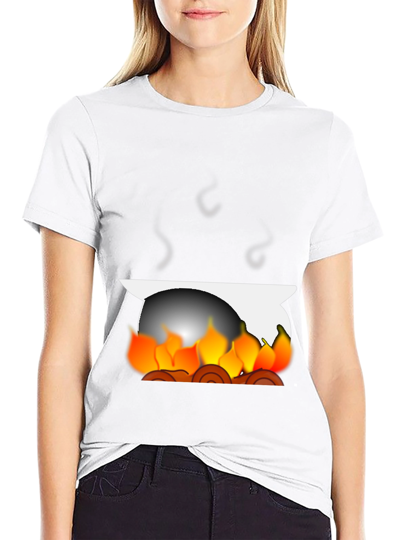 Fiery Campfire Graphic Tee - Black Cotton Blend